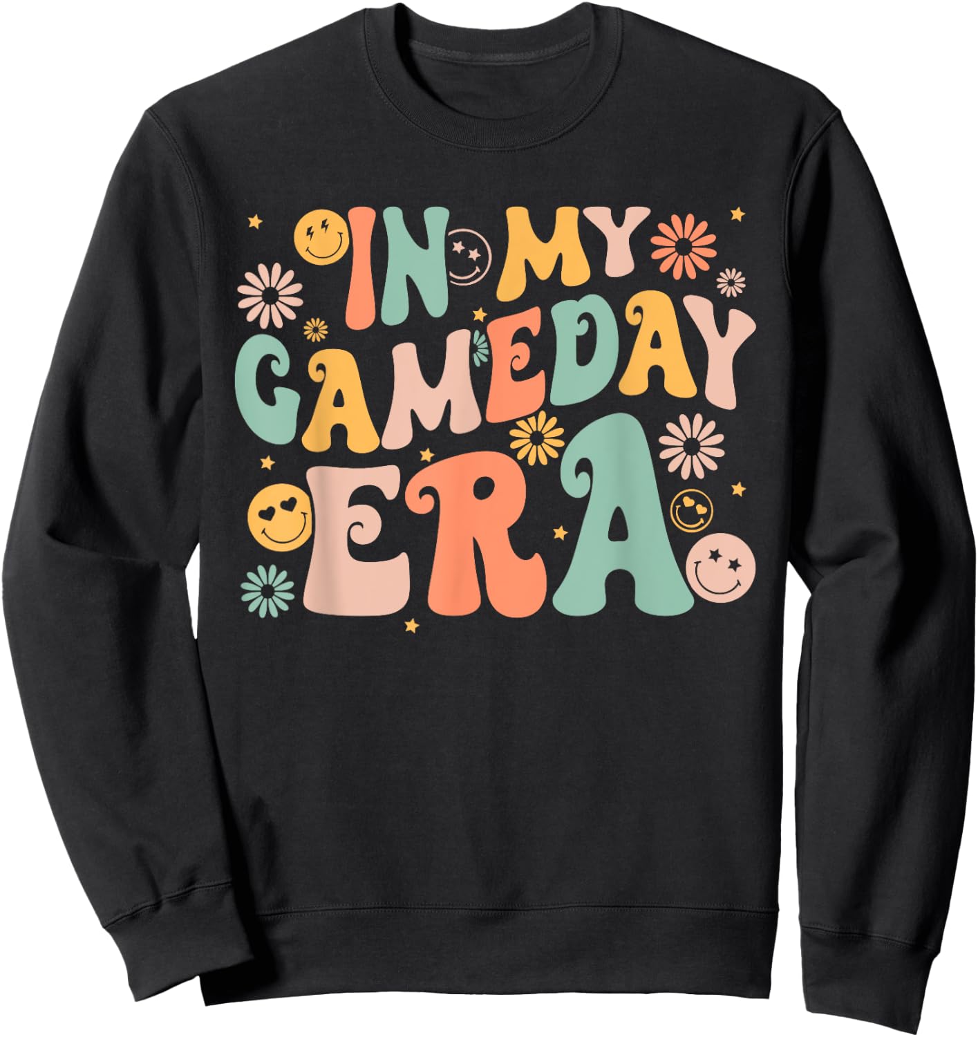Groovy In My Game Day Era Game Day Vibes Girls Kids Sweatshirt - Sweatshirt | Black