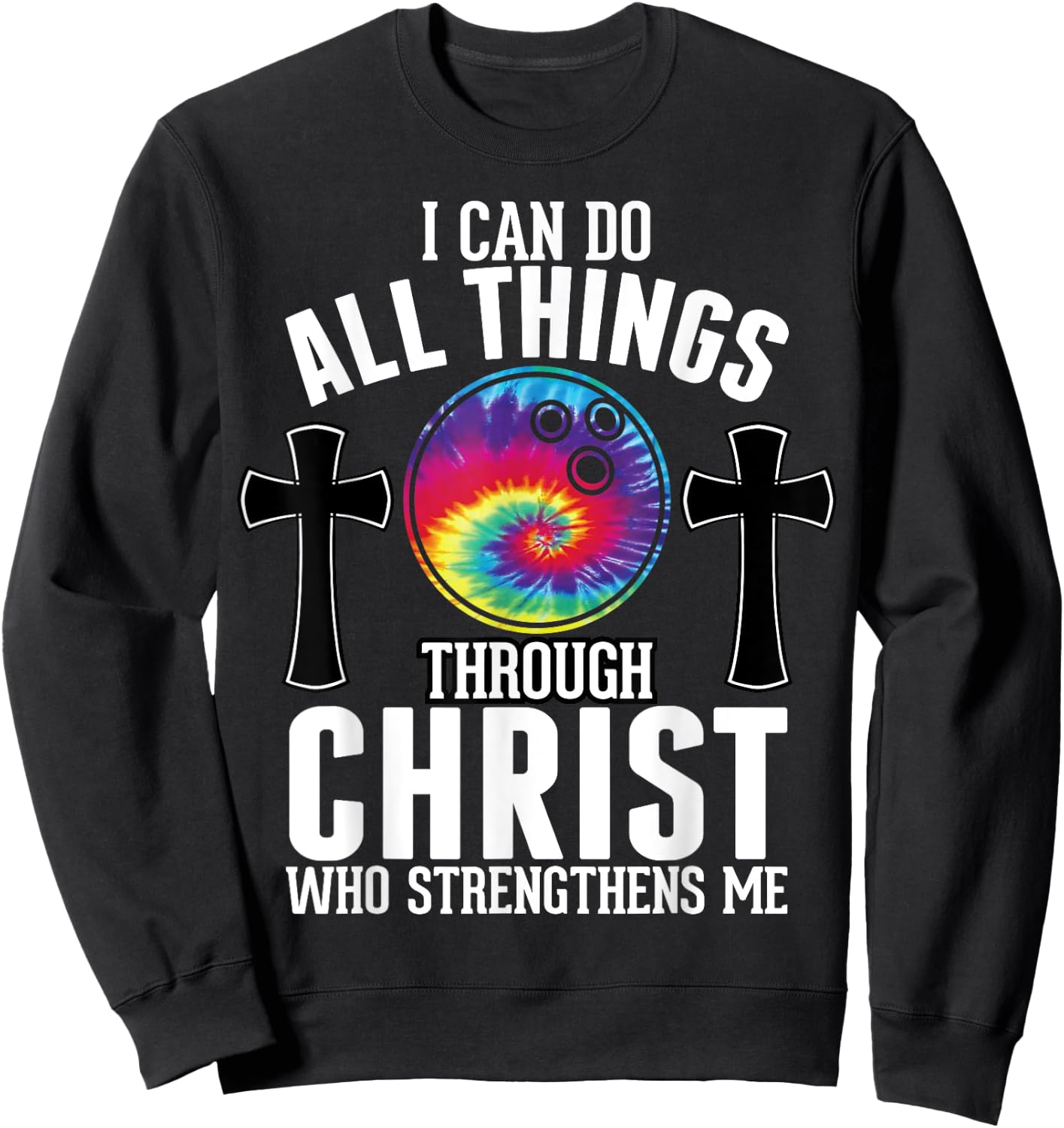 Christian Bowling Ball Fun Men Boys Religious Bible Verse Sweatshirt - Sweatshirt | Black