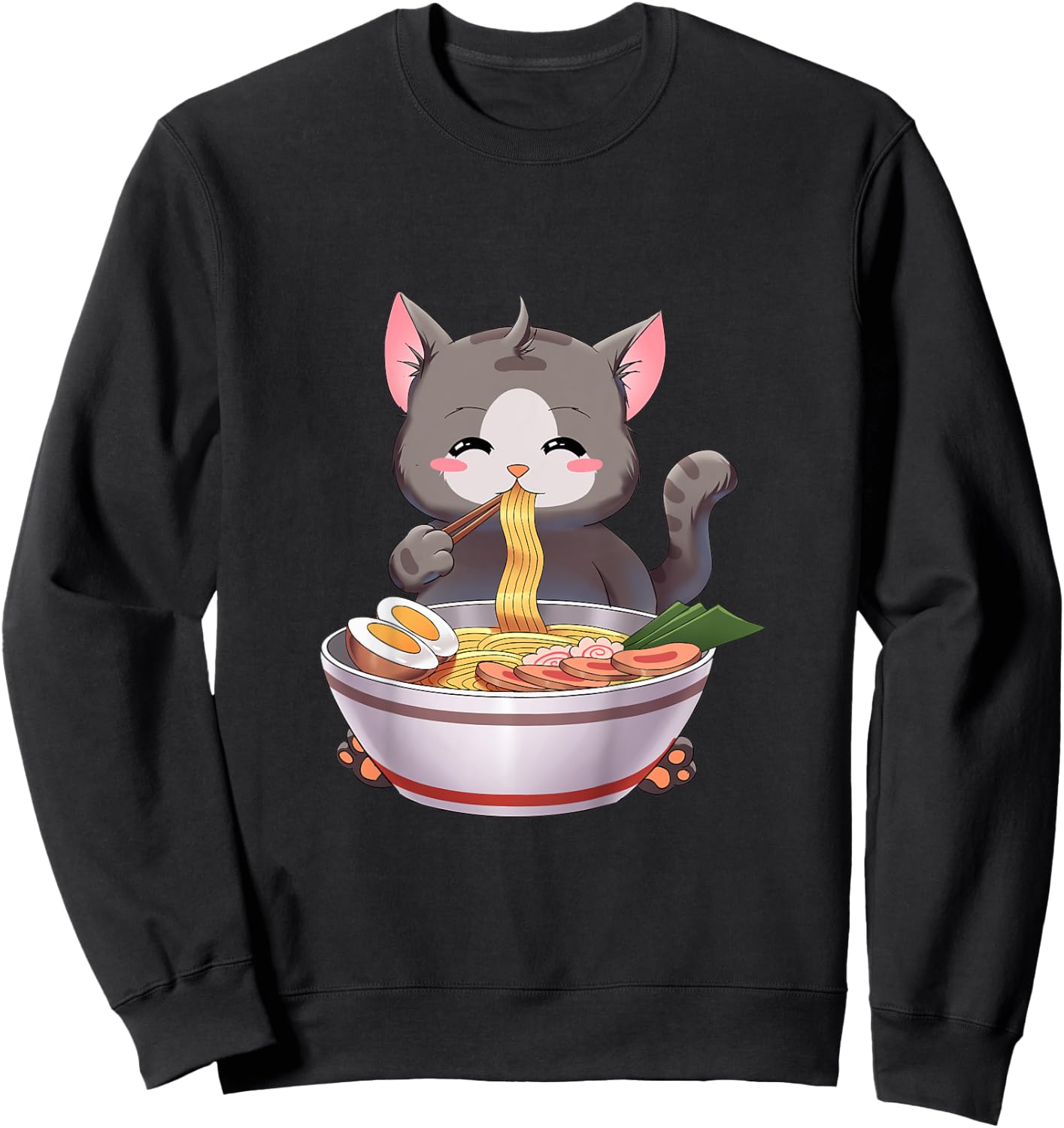 Kids Children Ramen Cat Japanese Gift Kawaii Anime for toddler Sweatshirt - Sweatshirt | Black