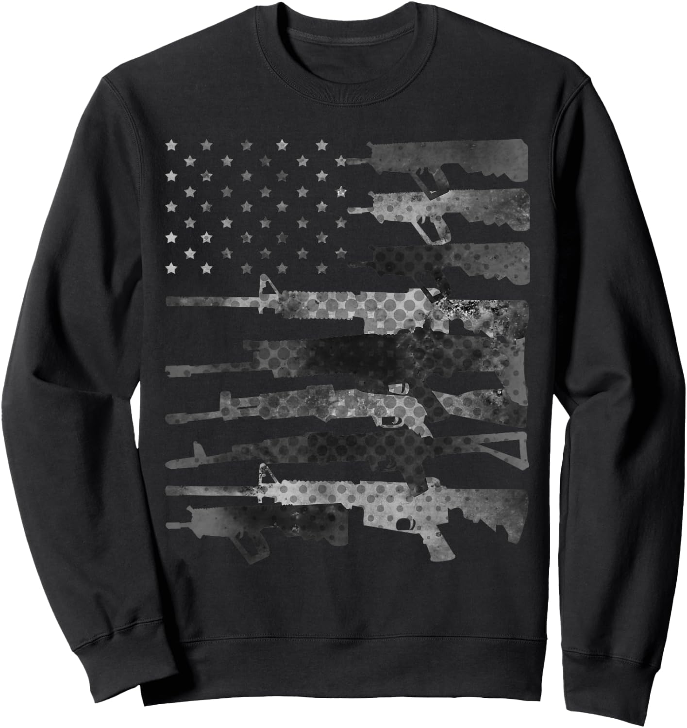 Grey American Flag Guns Vintage Patriotic US Pro-Gun Men Sweatshirt - Sweatshirt | Black