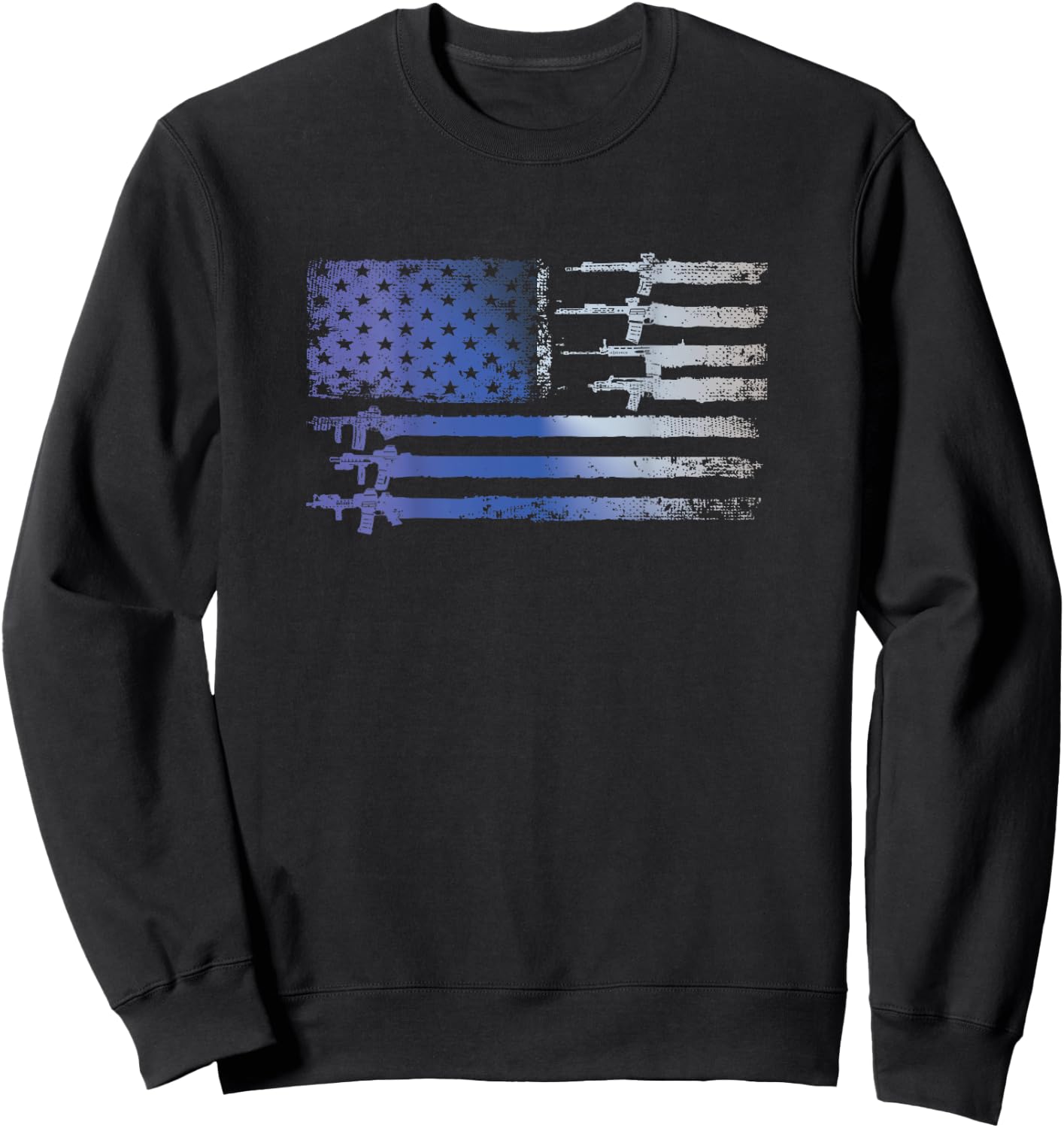 Guns Flag Distressed Gift Veterans Hunters Back Design Sweatshirt - Sweatshirt | Black