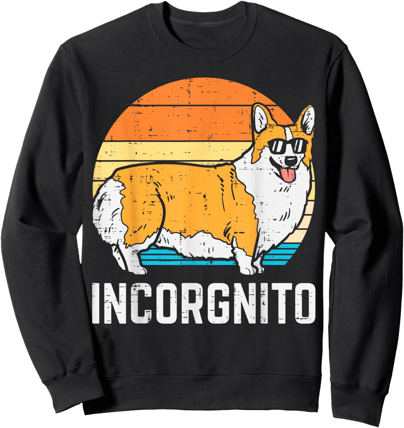 Incorgnito Pembroke Welsh Corgi Retro Pet Dog Lover Gift Men Women Kids Sweatshirt - Sweatshirt | Black