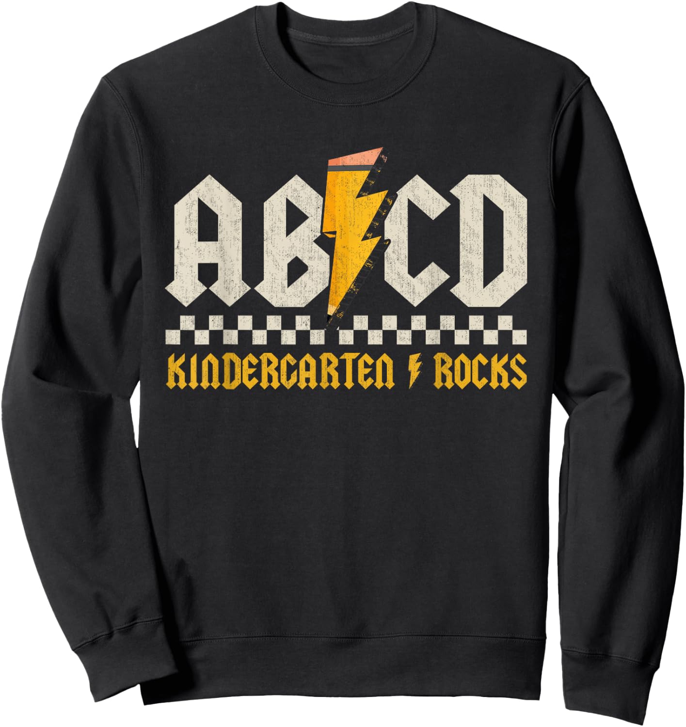 ABCD Kindergarten Rocks Pencil Lightning Students Teachers Sweatshirt - Sweatshirt | Black