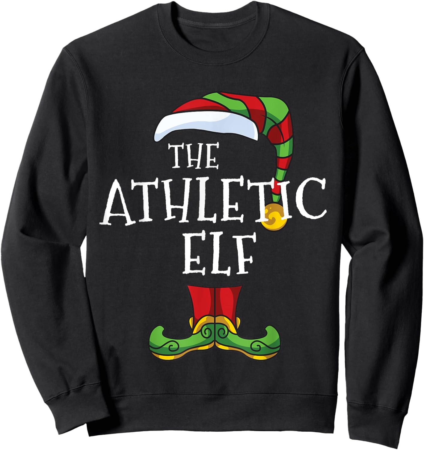 Athletic Elf Family Matching Christmas Group Funny Holiday Sweatshirt - Sweatshirt | Black