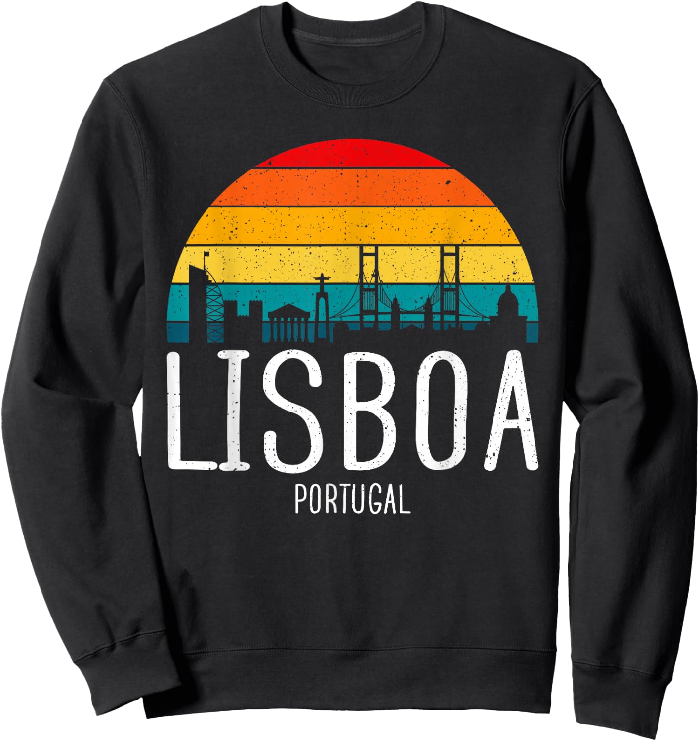 Lisboa Portugal - Lisbon Skyline Vintage Retro Souvenir Sweatshirt - Sweatshirt | Black