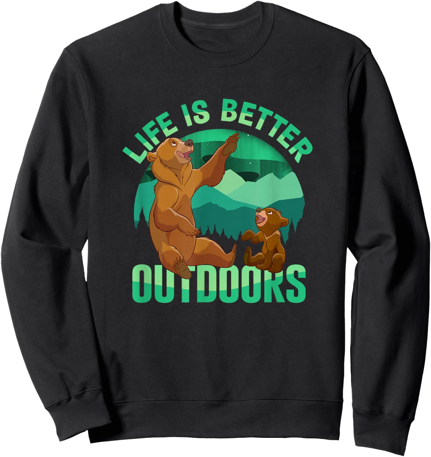 Disney Brother Bear Life Is Better Outdoors Retro Badge Sweatshirt - Sweatshirt | Black
