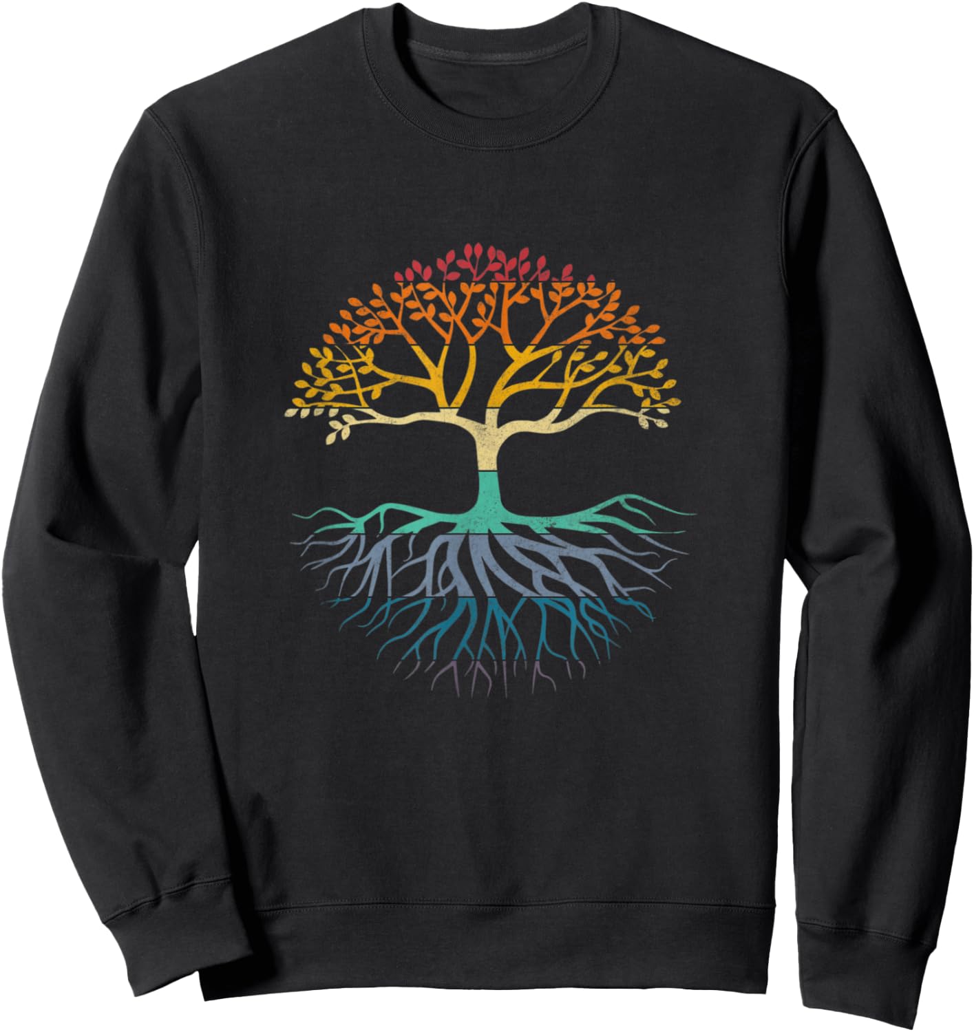Tree of Life Retro Sun Vintage Hippy Sweatshirt - Sweatshirt | Black