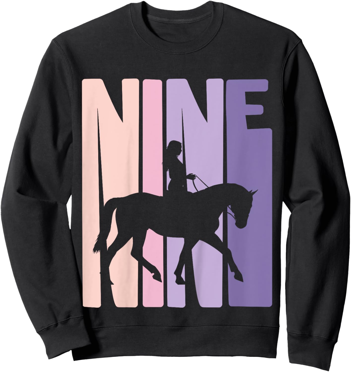 9th Birthday Gift Horse Rider Fan 9 Years Girls Sweatshirt - Sweatshirt | Black