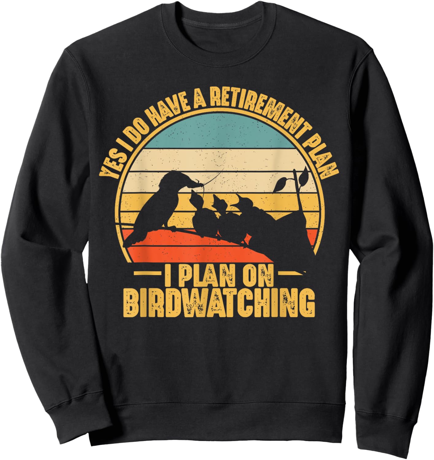 Retro Bird Lover Retirement Plan Bird Watching Birding Sweatshirt - Sweatshirt | Black