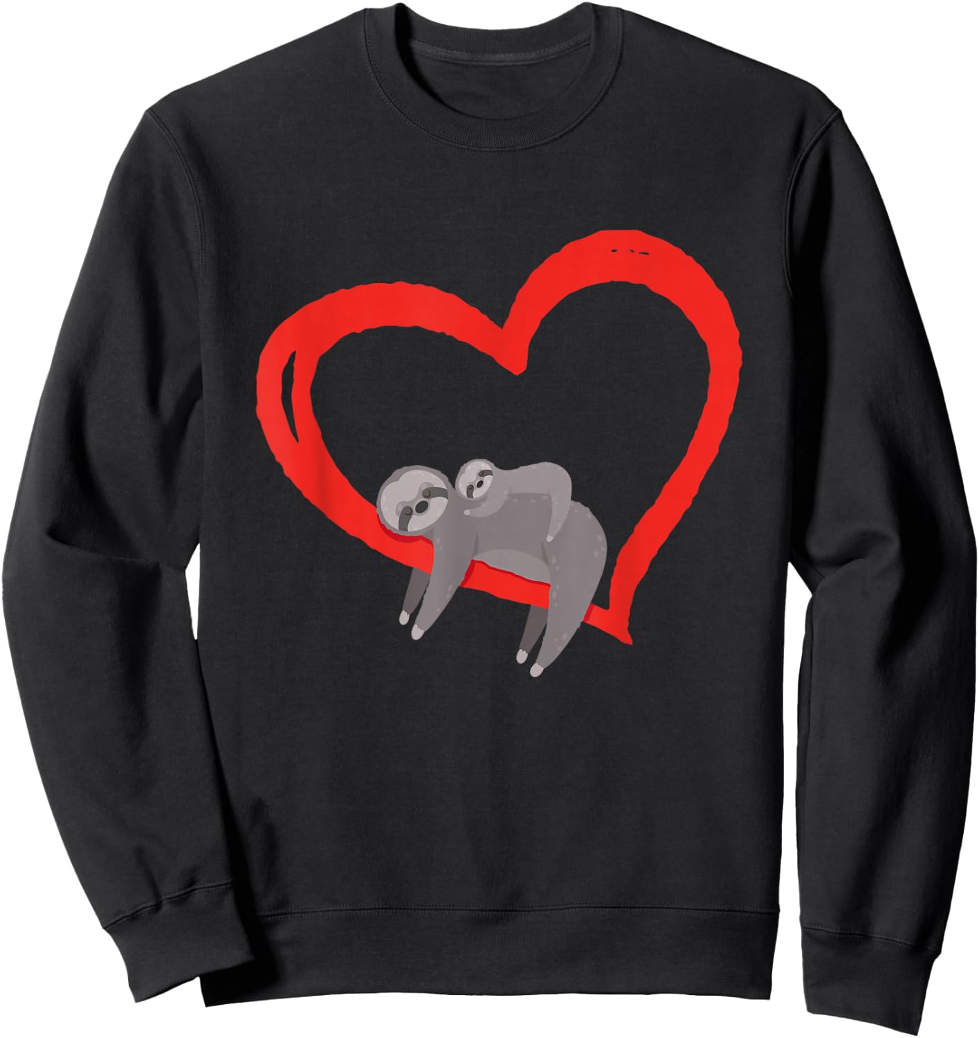 Sloth Valentine's Day, Women's Sloths Valentine's Day Heart Sweatshirt - Sweatshirt | Black