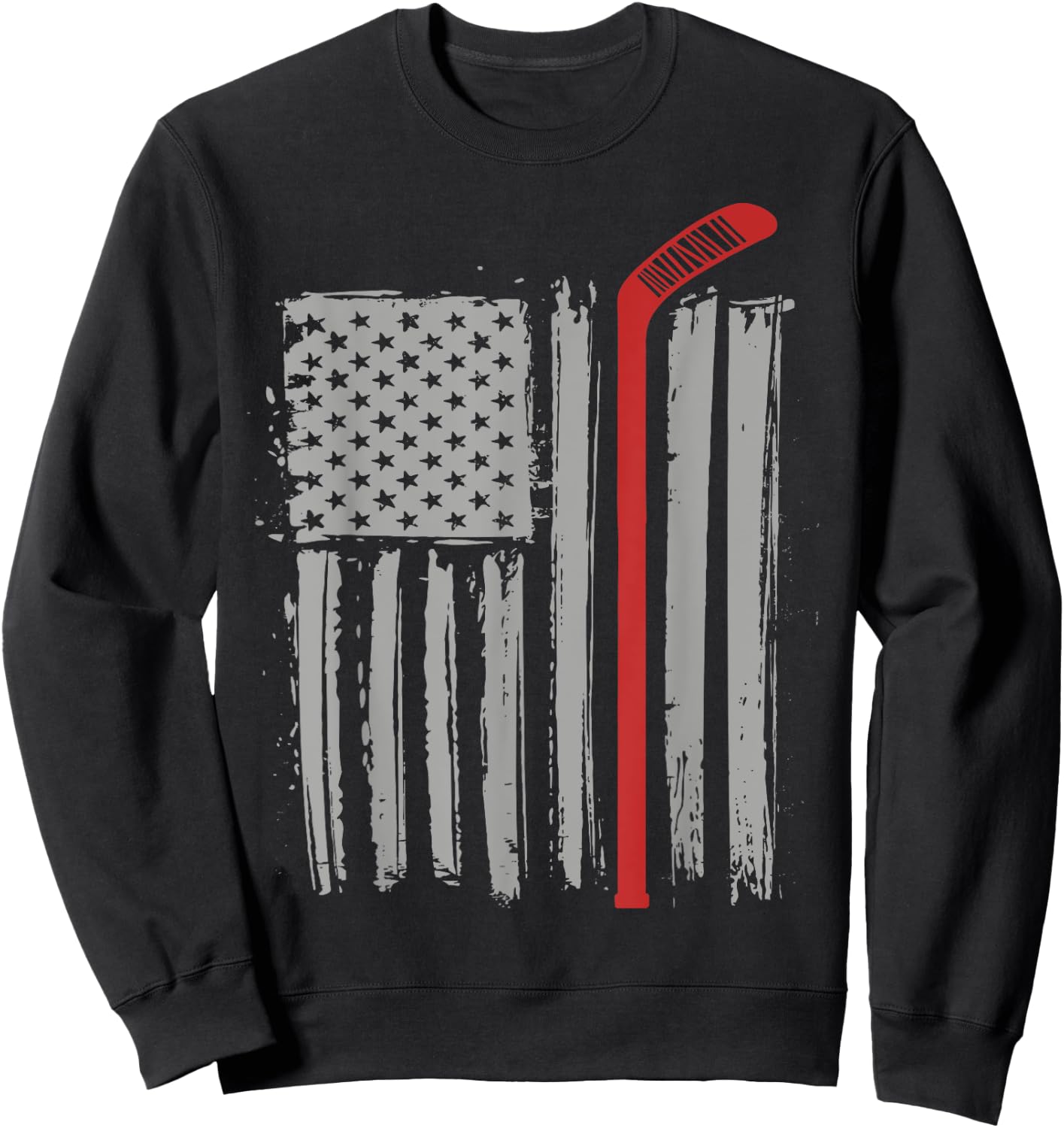 Ice Hockey American Flag Winter USA Women Kids Men Sweatshirt - Sweatshirt | Black