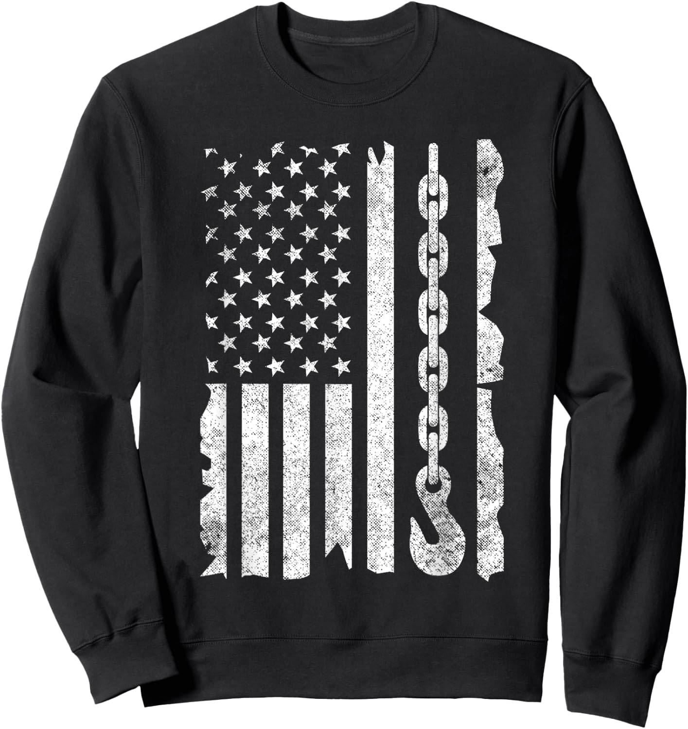 Funny Tow Truck Gift Men Women Cool US Flag Tow Truck Driver Sweatshirt - Sweatshirt | Black