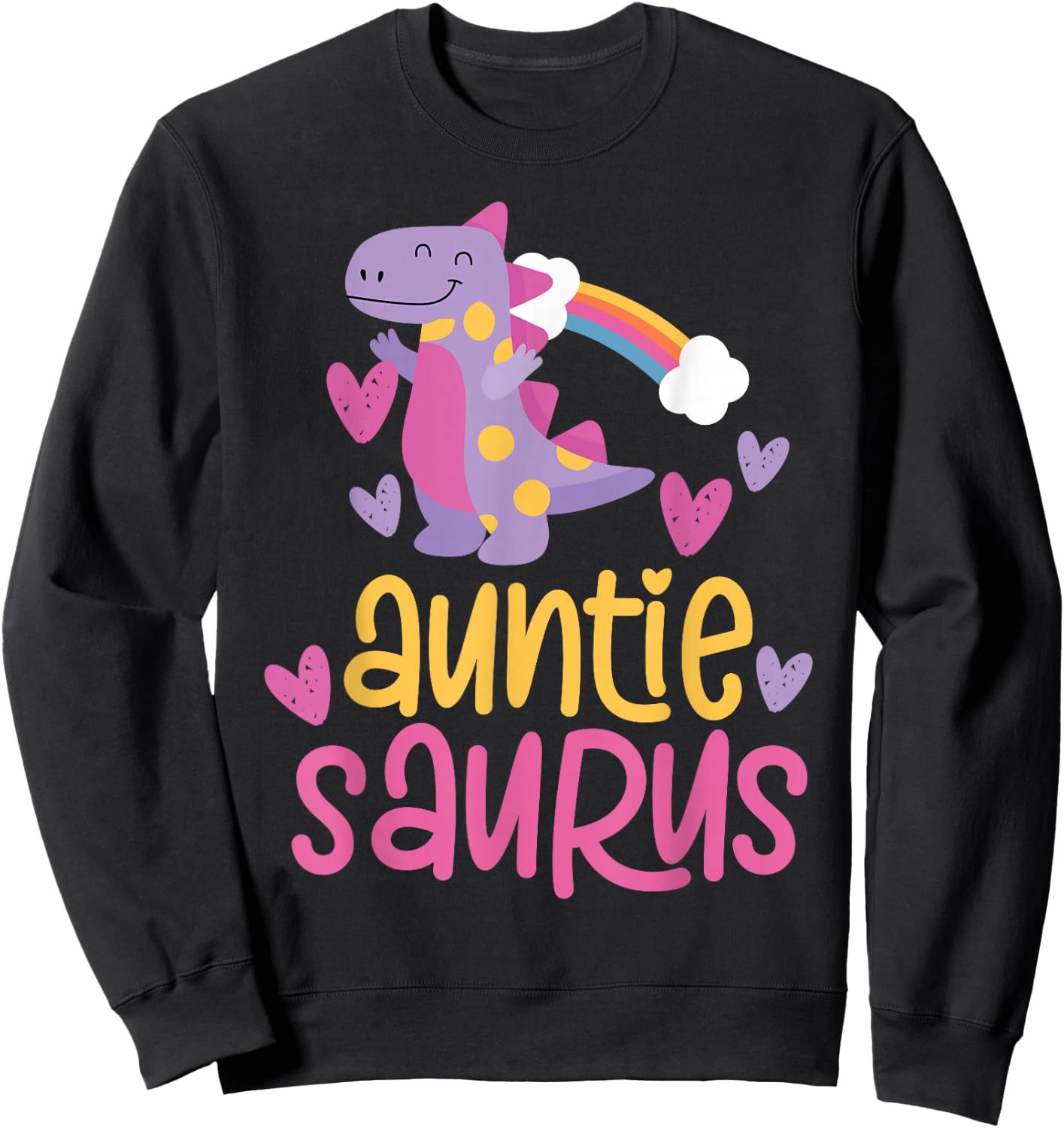 Auntie Saurus Rex Dinosaur Aunt Sweatshirt - Sweatshirt | Black