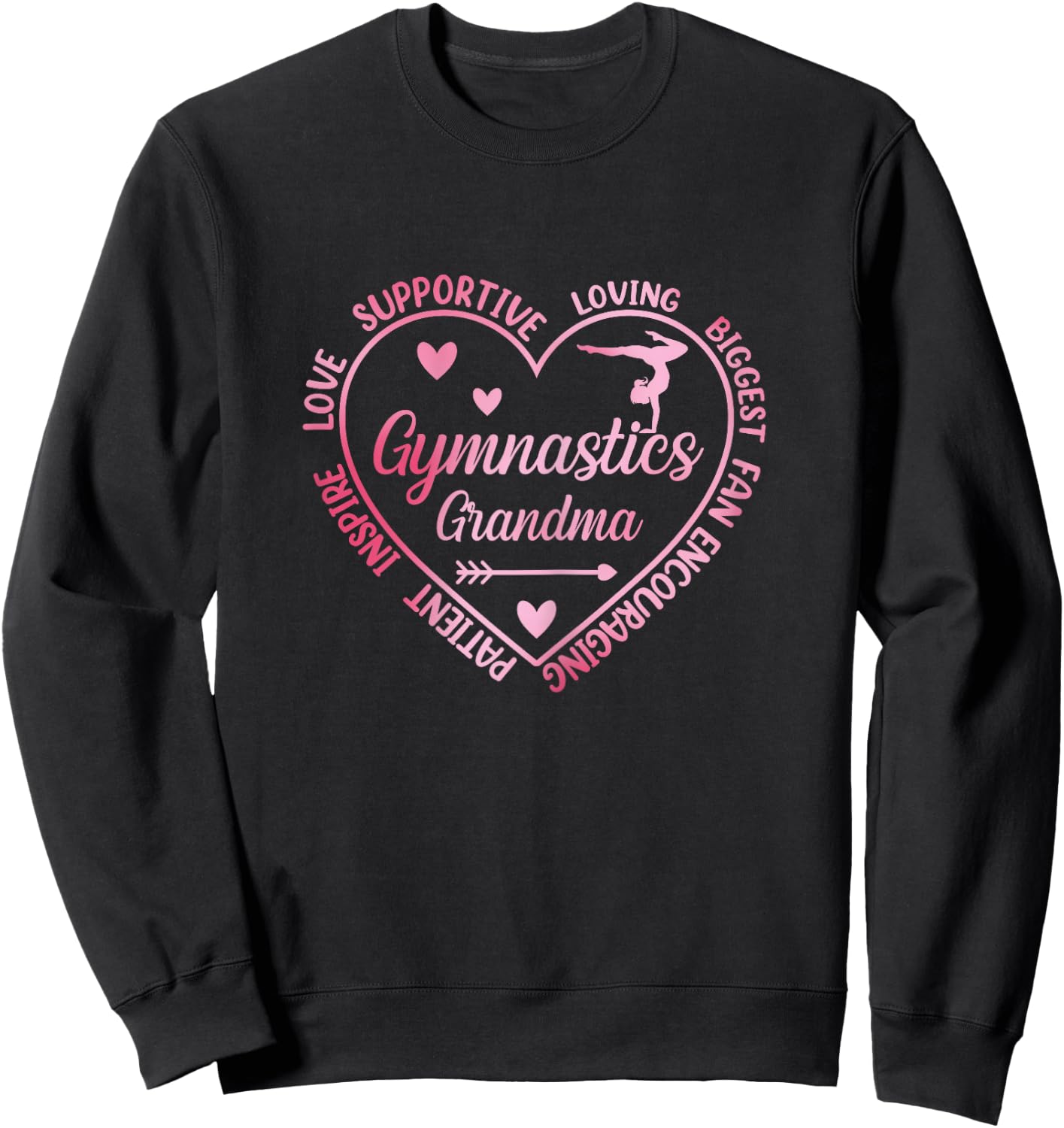 Gymnastics Grandma Heart Gymnast Grandma Matching Family Sweatshirt - Sweatshirt | Black