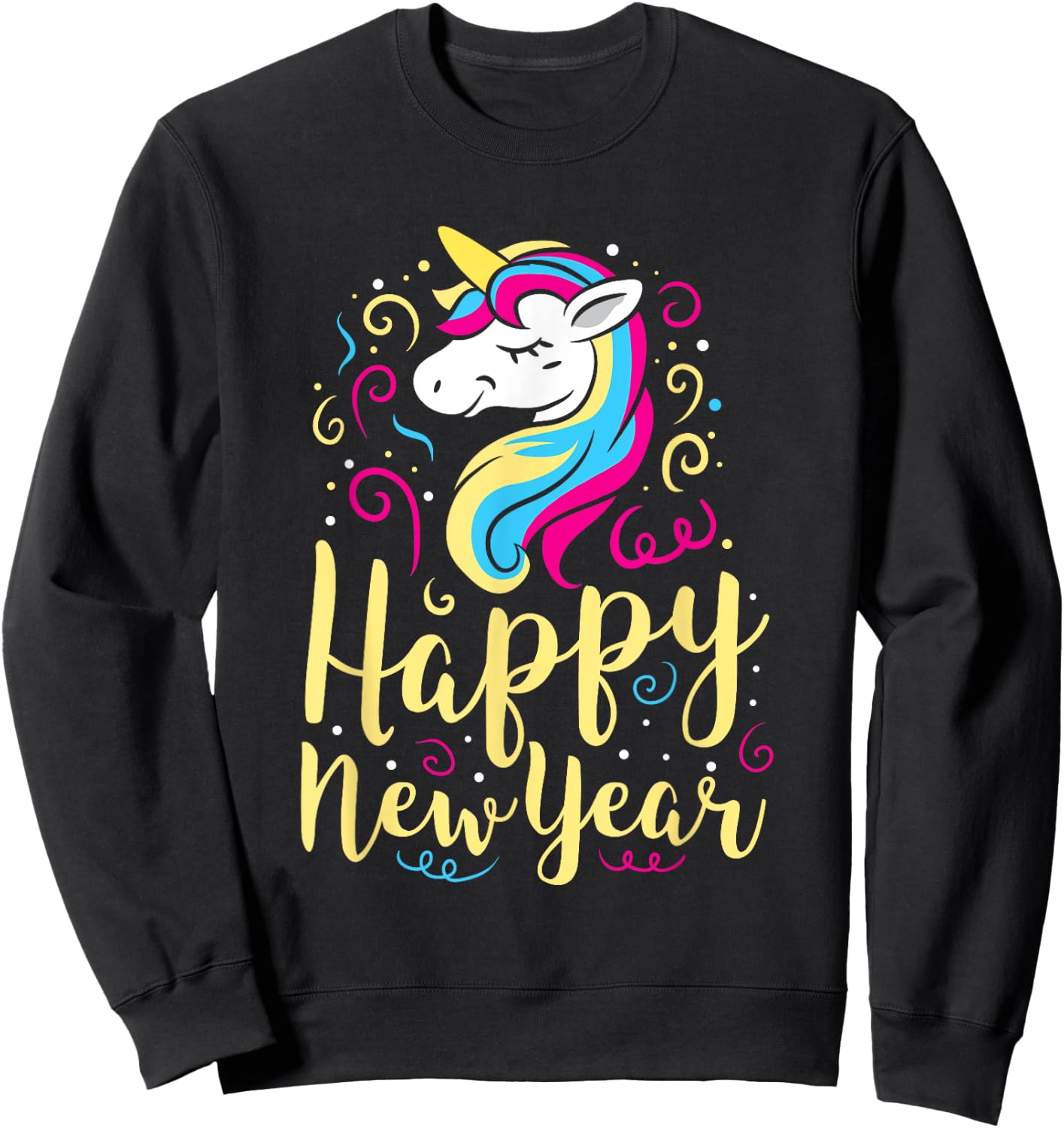 Happy New Year Unicorn New Years Eve Party Sweatshirt - Sweatshirt | Black