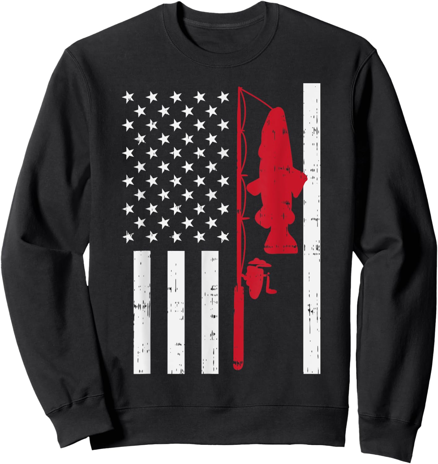 Red Line Flag Fish Firefighter Fishing Patriotic Angler Gift Girls Kids Men Sweatshirt - Sweatshirt | Black