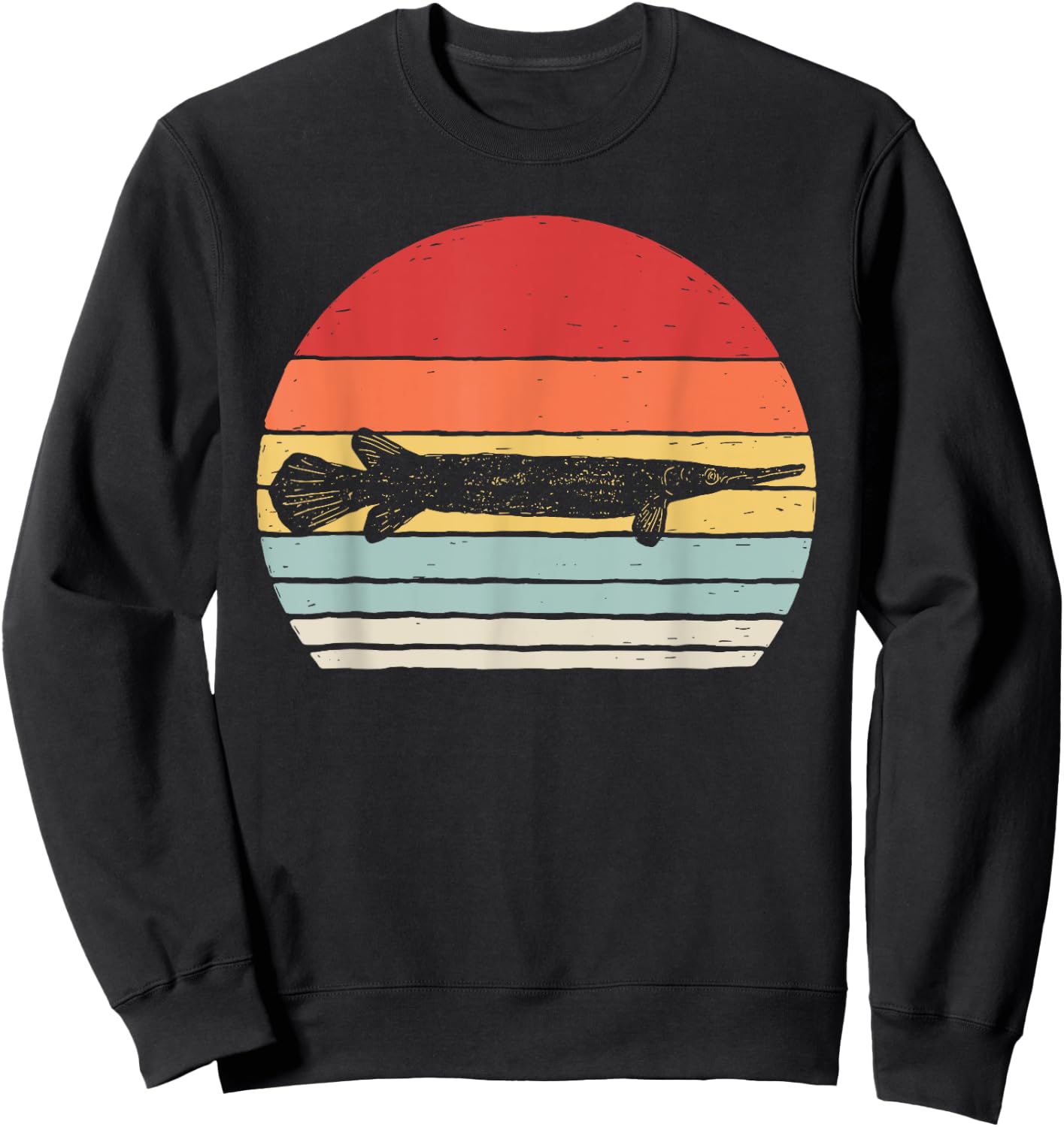 Catch Some Rays Vintage Retro Gar Fish Graphic - Black, Small Sweatshirt - Sweatshirt | Black