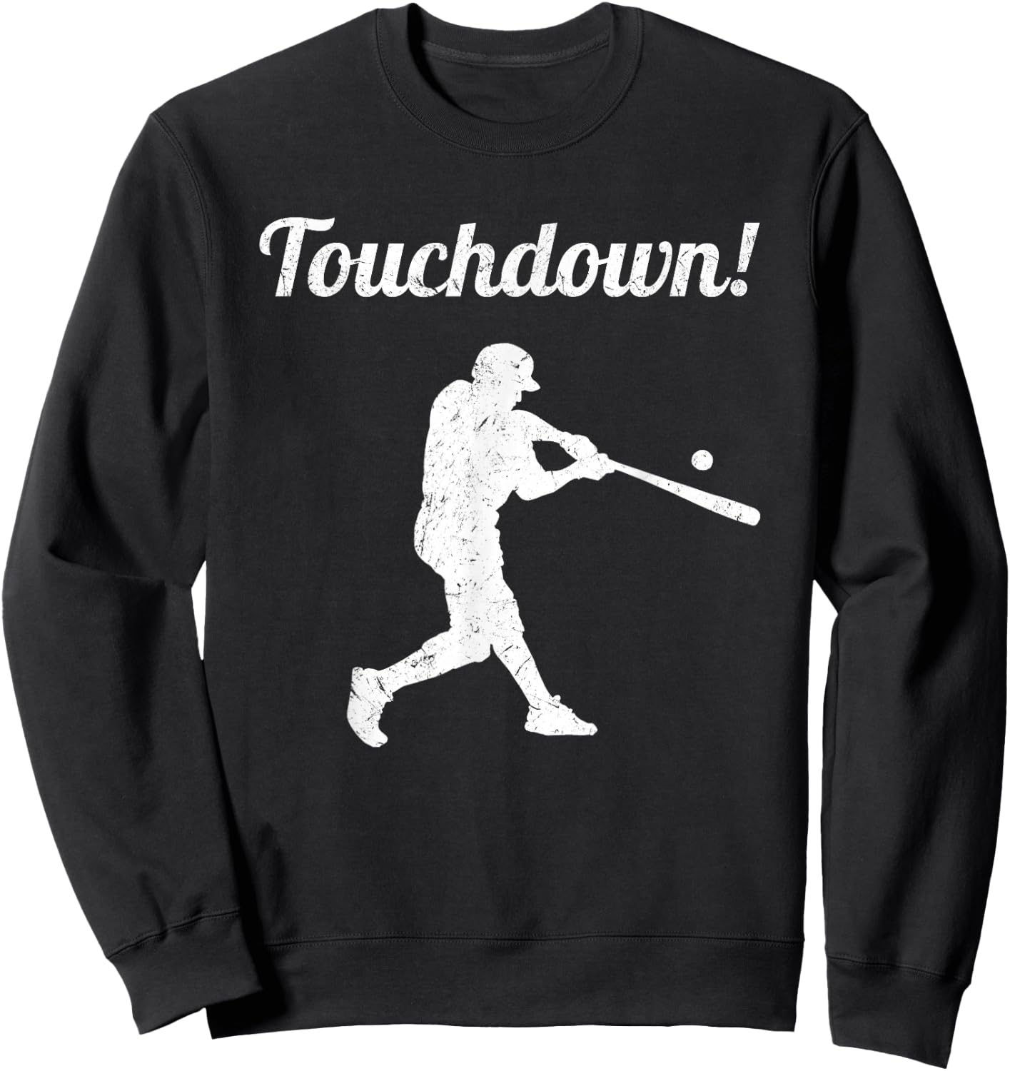 Touchdown Baseball Vintage Retro Baseball Player Gift Sweatshirt - Sweatshirt | Black