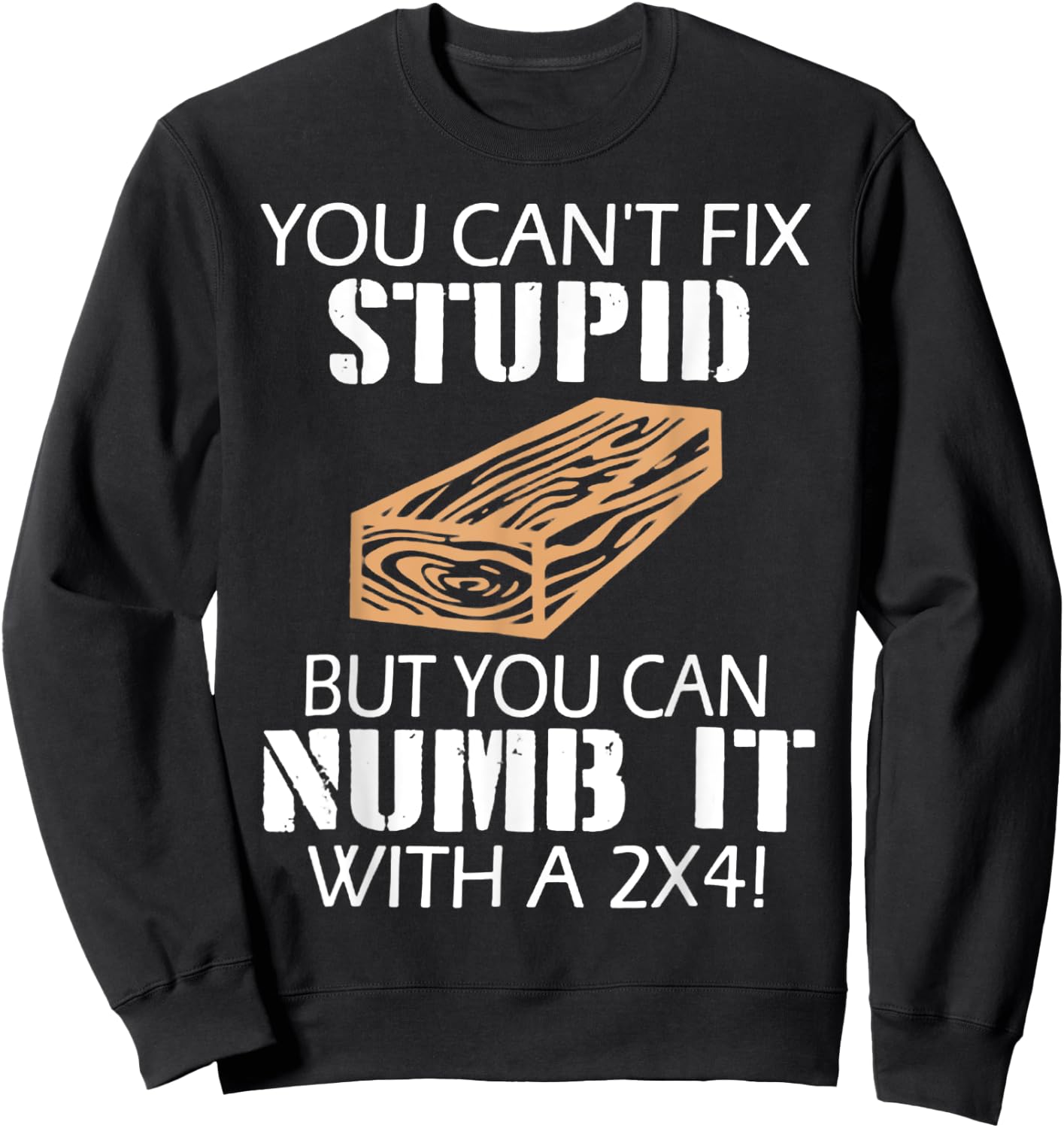 You Can't Fix Stupid But You Can Numb It with A 2x4 Funny Sweatshirt - Sweatshirt | Black