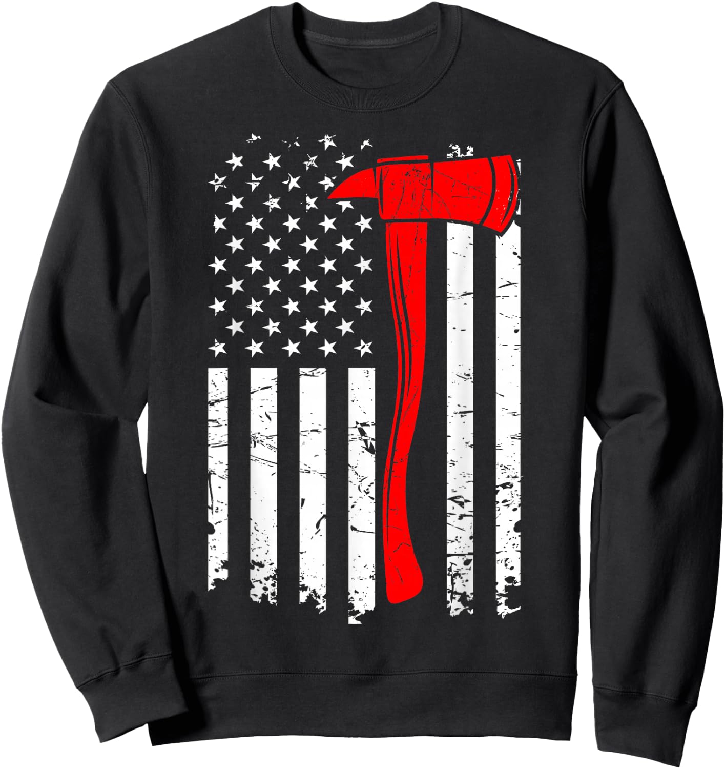 Firefighter Thin Red Line Fireman Firefighting Patriotic Sweatshirt - Sweatshirt | Black
