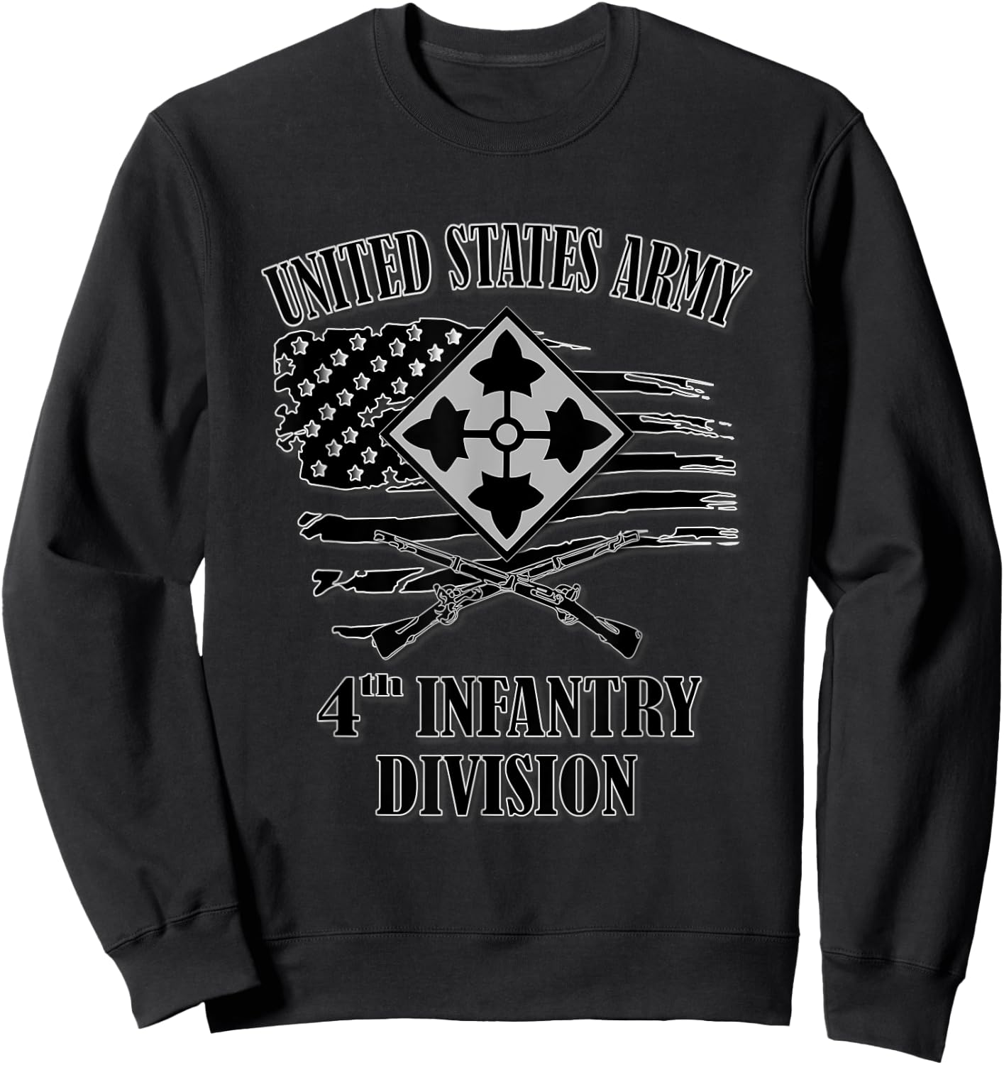 U.S. Army 4th Infantry Division (Front Design) Sweatshirt - Sweatshirt | Black