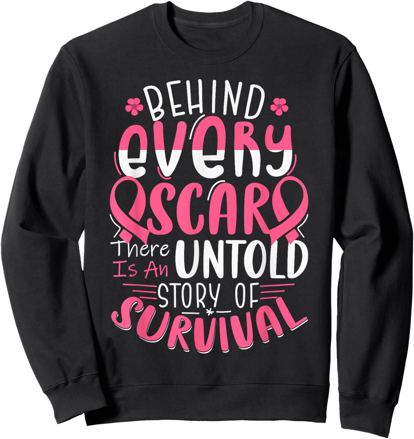 Breast Cancer Awareness Warrior Pink Ribbon Breast Cancer Sweatshirt - Sweatshirt | Black