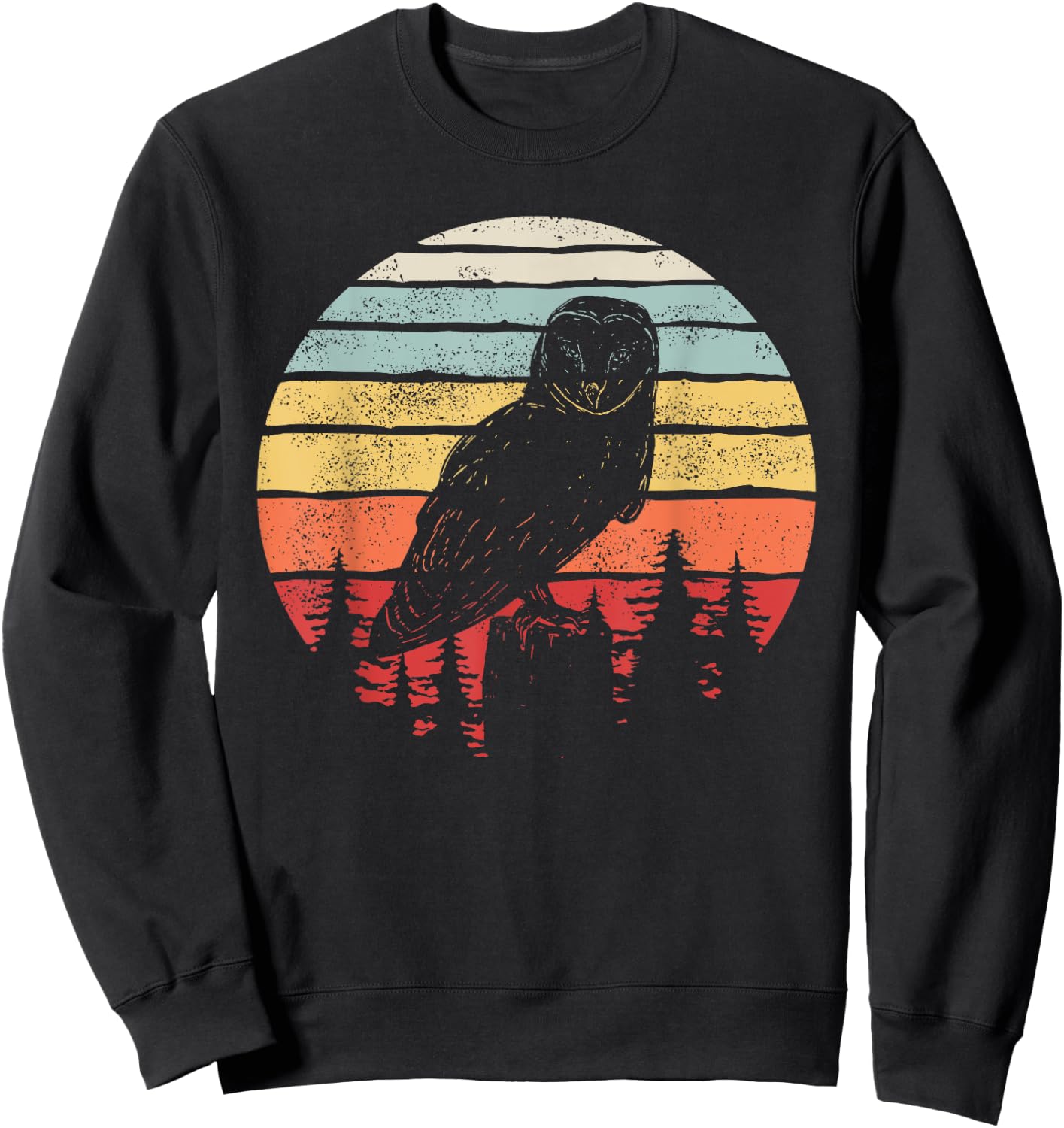 Vintage Retro Barn Owl Bird Sweatshirt - Sweatshirt | Black