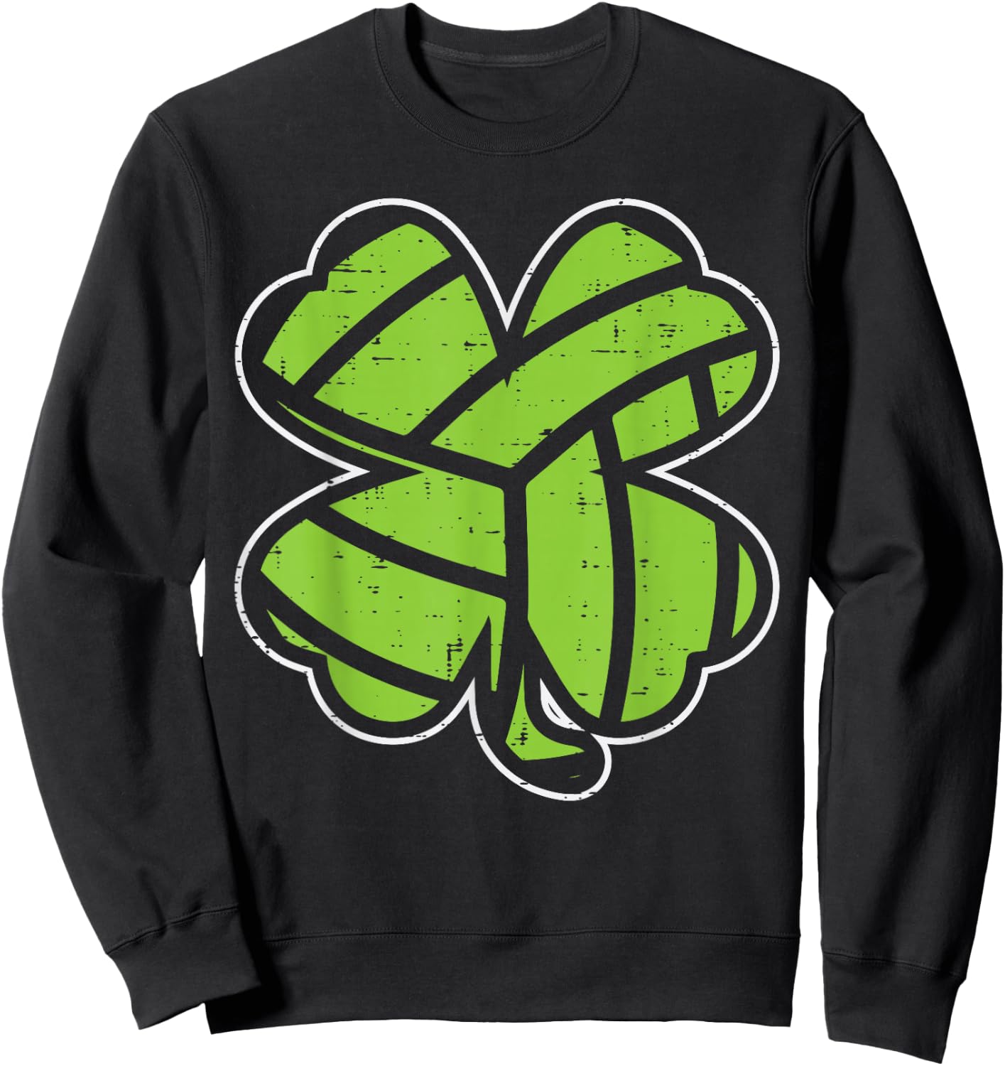Volleyball Shamrock Clover St Patricks Day Lucky Sports Gift Sweatshirt - Sweatshirt | Black