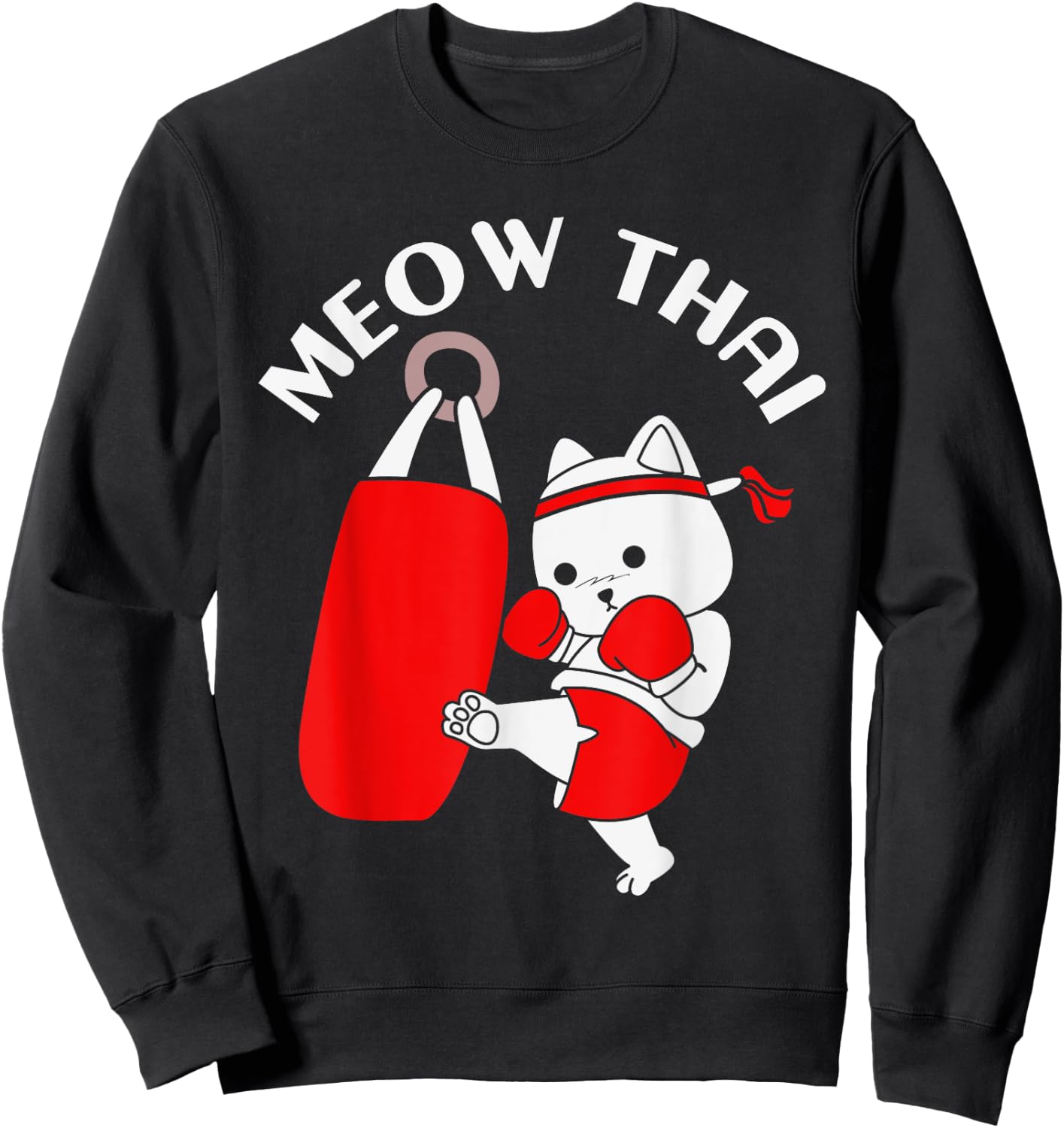 Muay Thai Cat Meow Thai Men Women Girls Kids Sweatshirt - Sweatshirt | Black