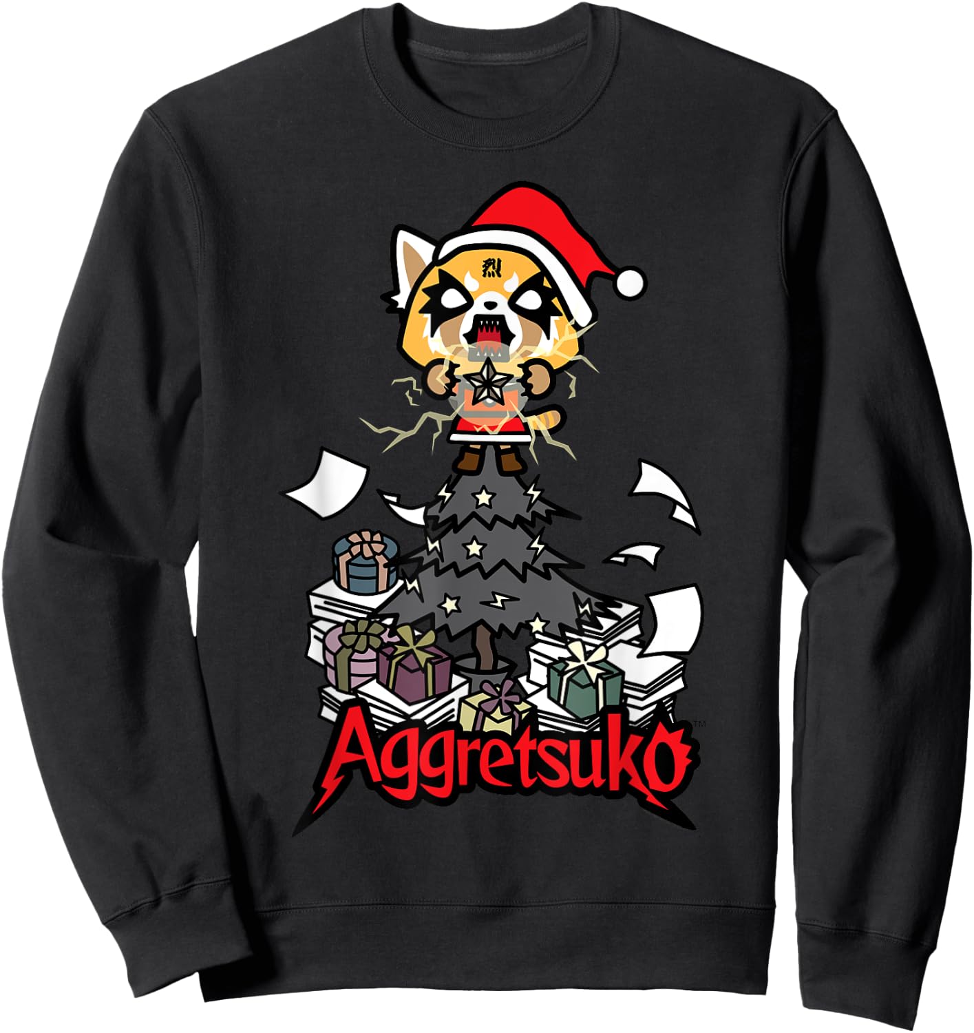 Aggretsuko Metal Christmas Tree Sweatshirt - Sweatshirt | Black