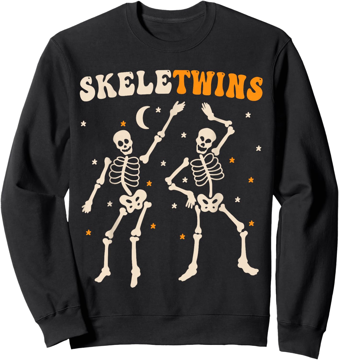 Twins Halloween Matching Skeletwins Funny Dancing Skeletons Sweatshirt - Sweatshirt | Black