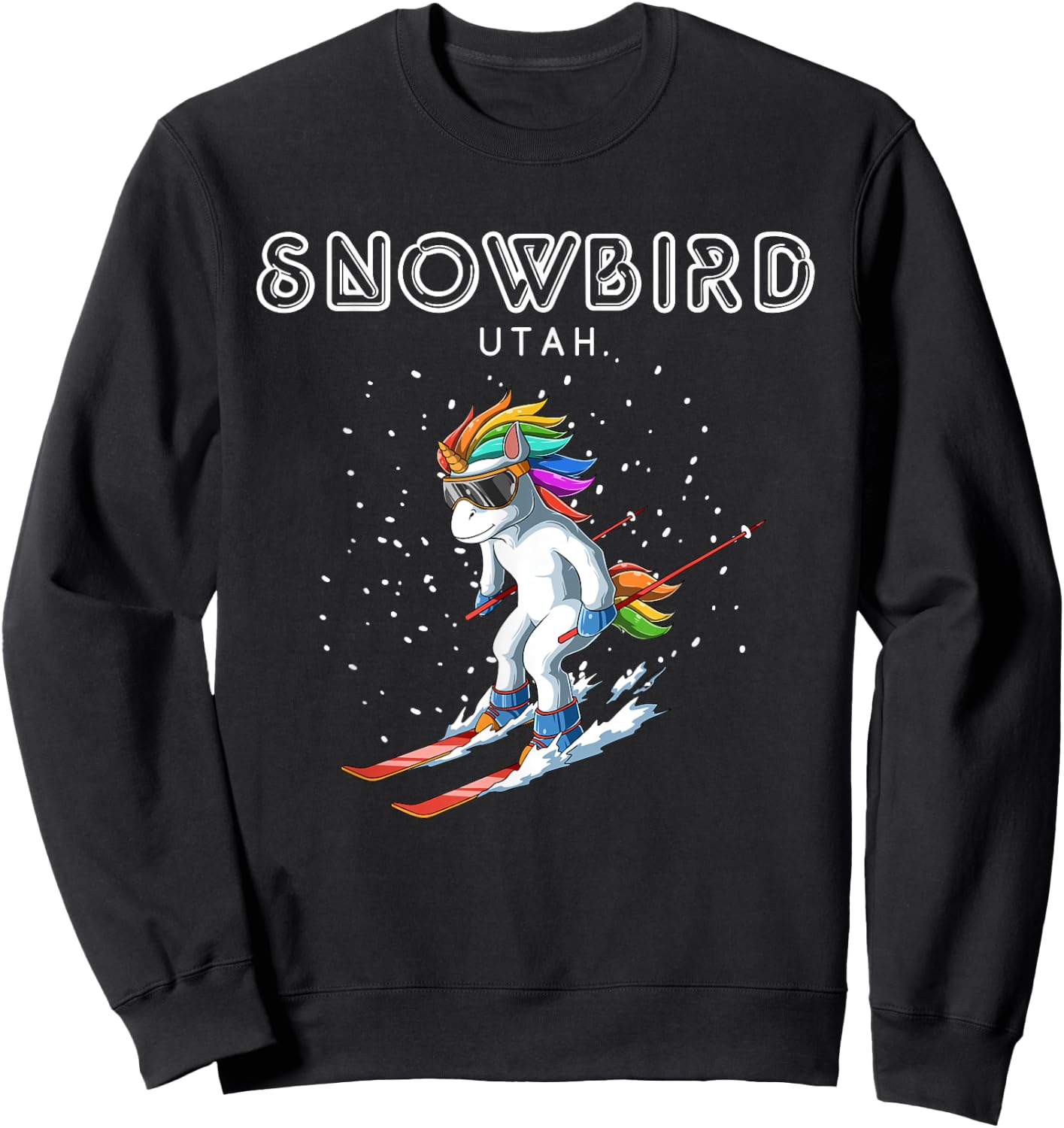 Snowbird Utah - Unicorn USA Ski Retro Gift Sweatshirt - Sweatshirt | Black