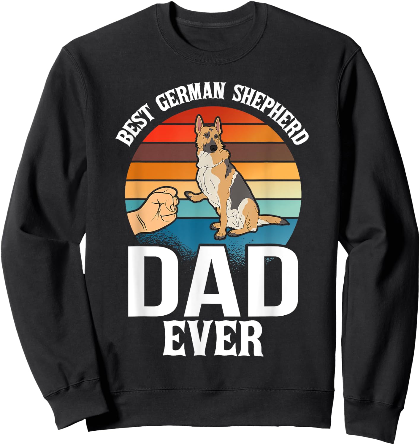 Best Dog Dad Ever German Shepherd Retro Vintage Sweatshirt - Sweatshirt | Black