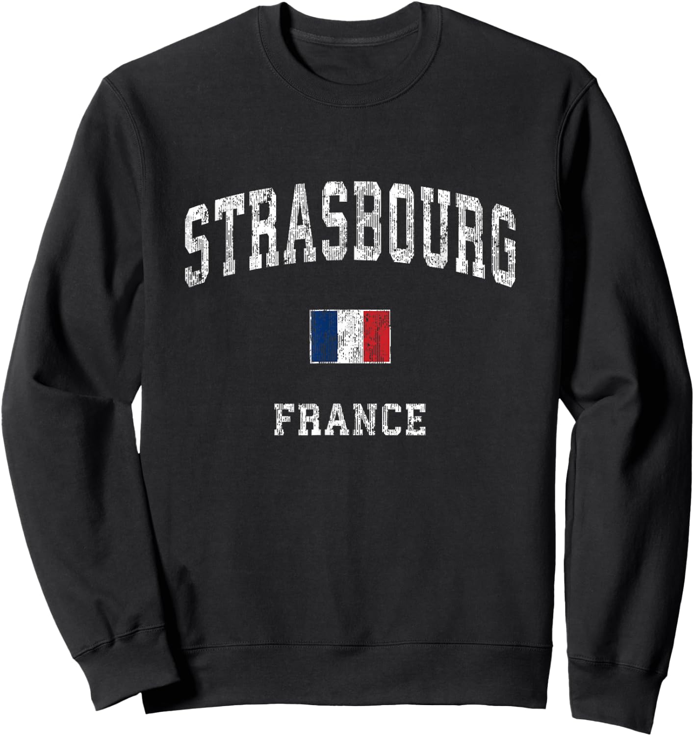 Strasbourg France Vintage Athletic Sports Design Sweatshirt - Sweatshirt | Black