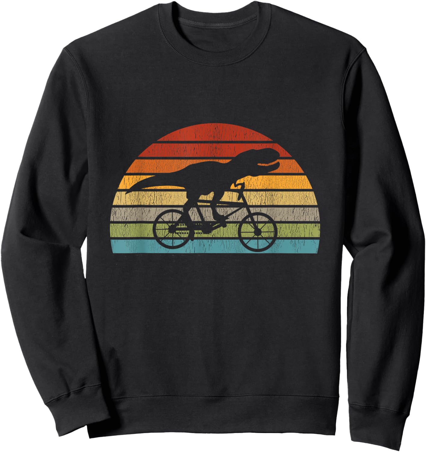T Rex Dinosaur on a Bicycle bike cycling retro funny biking Sweatshirt - Sweatshirt | Black