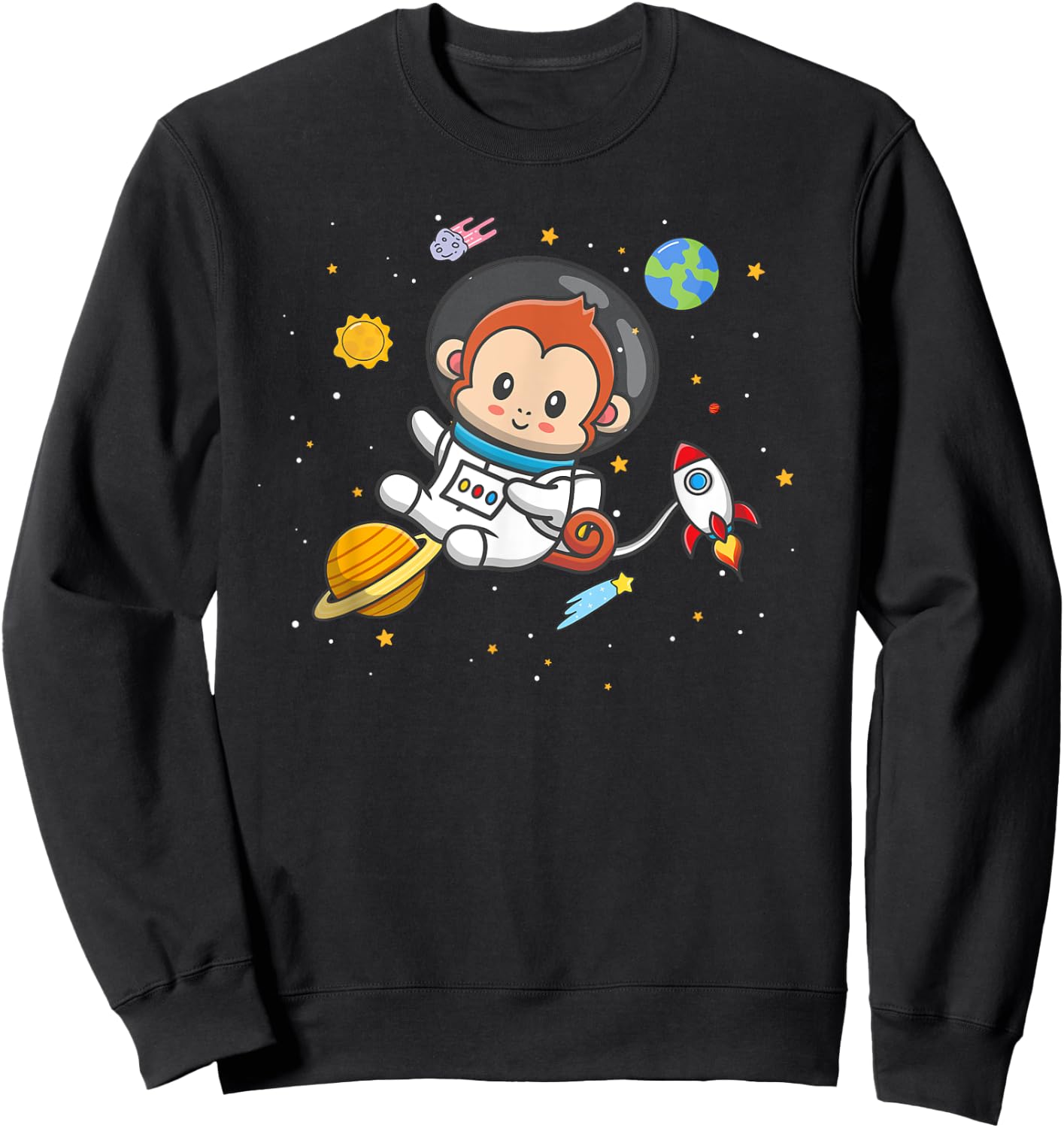 Cute Space Kids Pet Chimpanzee Monkey Lover Sweatshirt - Sweatshirt | Black