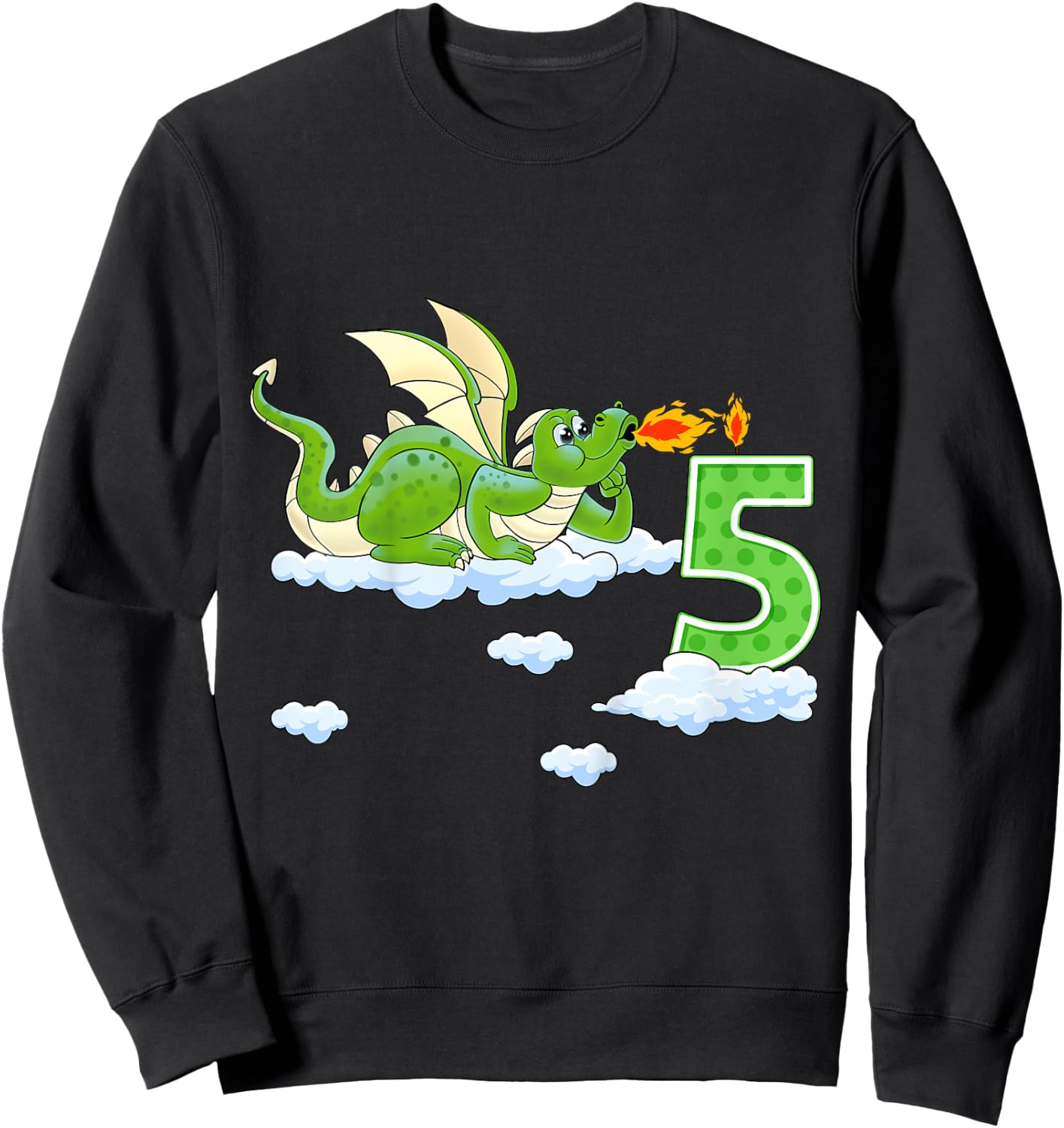 Kids Dragon 5 Year Old Birthday Outfit Boy Knight 5th Birthday Sweatshirt - Sweatshirt | Black