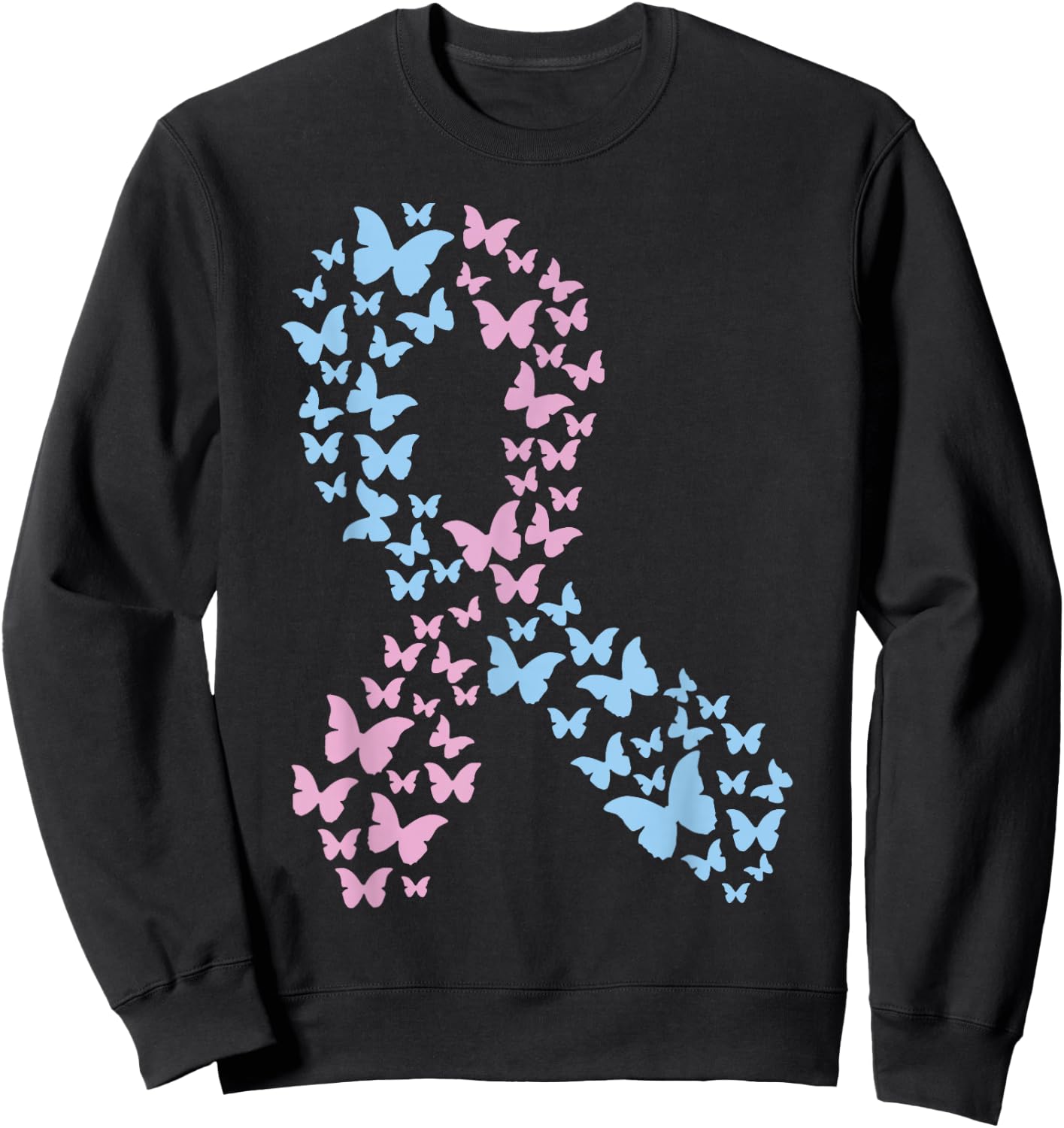 Butterfly Ribbon Pregnancy and Infant Loss Awareness Month Sweatshirt - Sweatshirt | Black