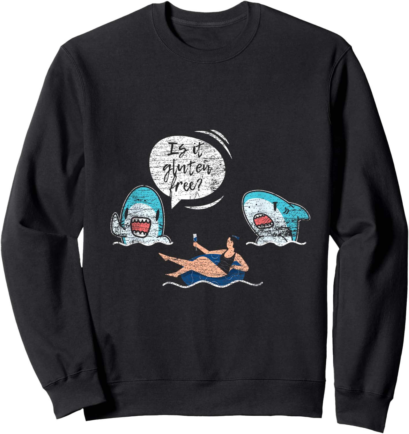Funny Sharks Gluten Free Sweatshirt - Sweatshirt | Black