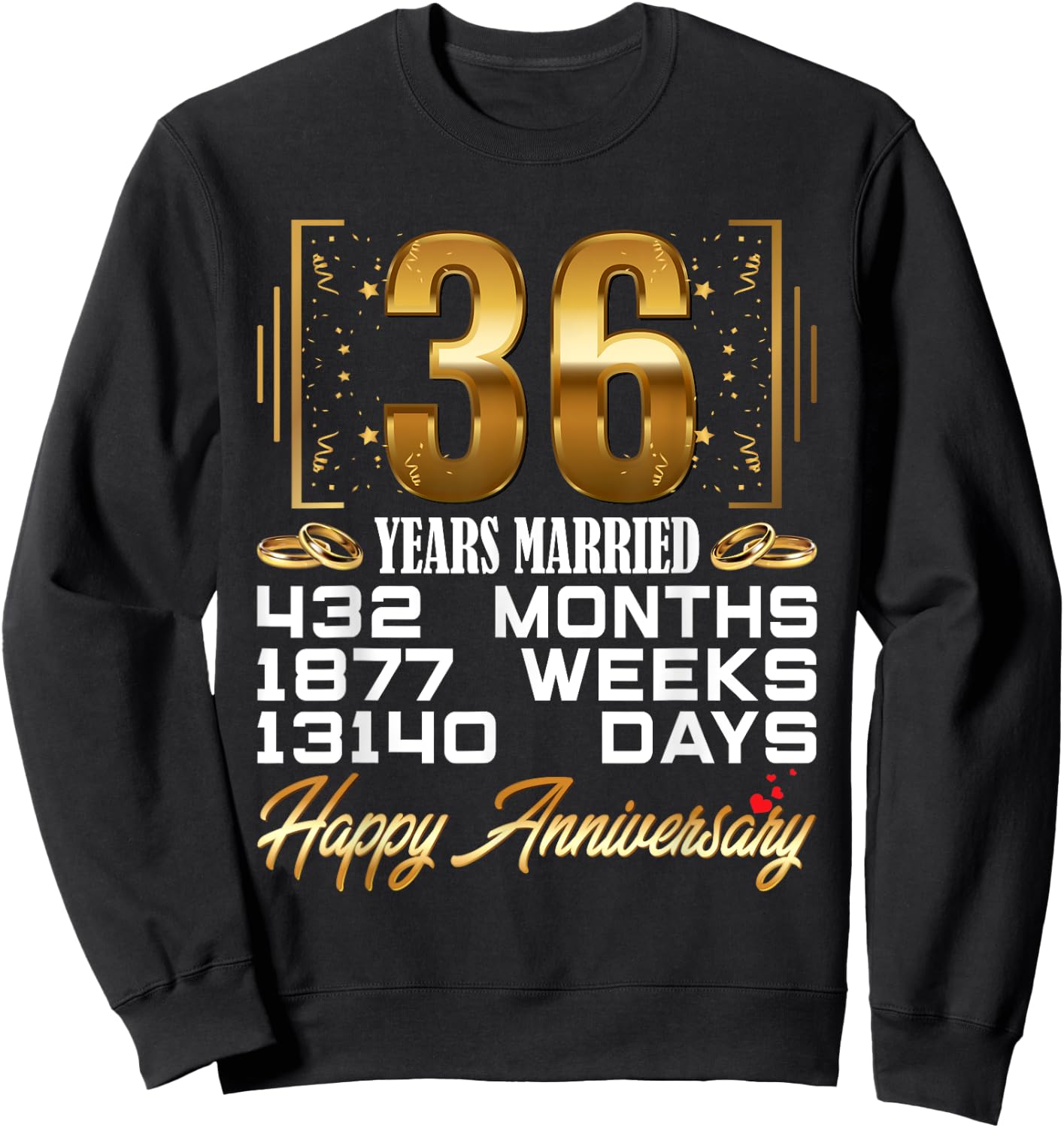 36 Years Married - Funny 36th Wedding Anniversary Sweatshirt - Sweatshirt | Black