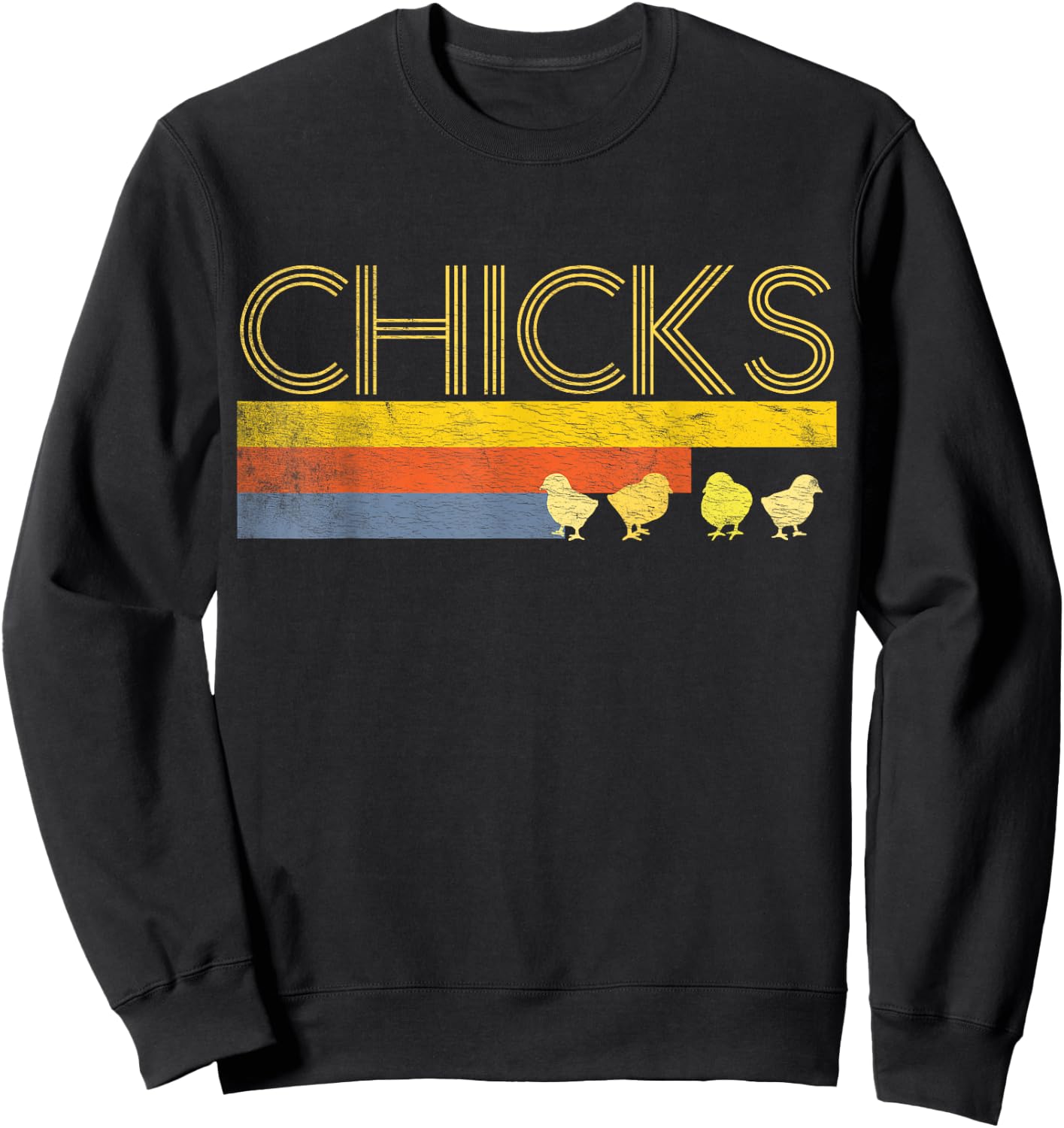 Funny Retro Striped Easter Chicks Shirt Chick Baby Chicken Sweatshirt - Sweatshirt | Black