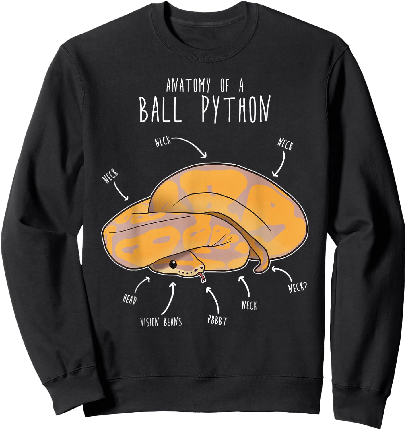 Anatomy of a Banana Ball Python, Funny Reptile Snake Lover Sweatshirt - Sweatshirt | Black