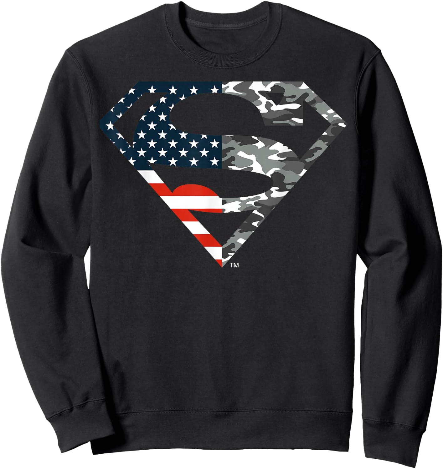 DC Comics Superman American Flag Camo Logo Small Sweatshirt - Sweatshirt | Black