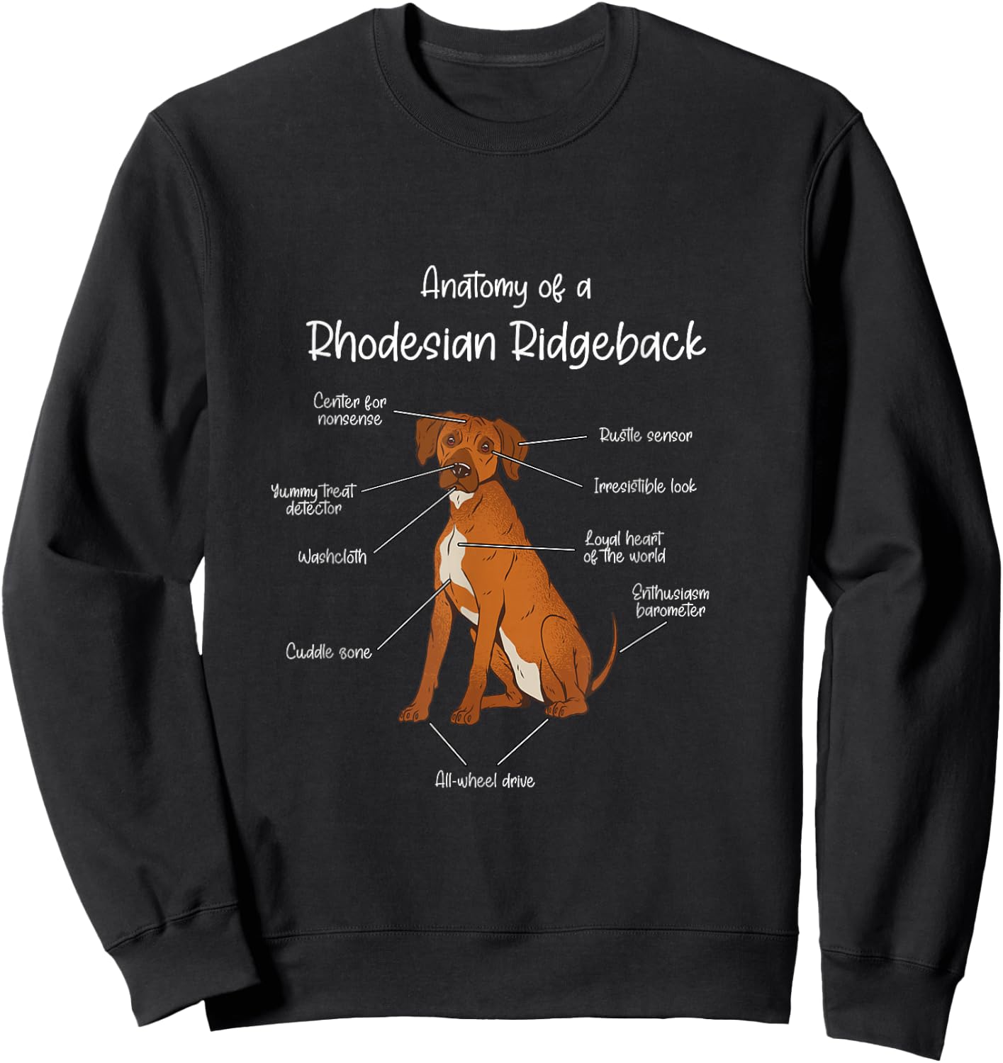 Anatomy of a Rhodesian Ridgeback | Dog Rhodesian Ridgeback Sweatshirt - Sweatshirt | Black