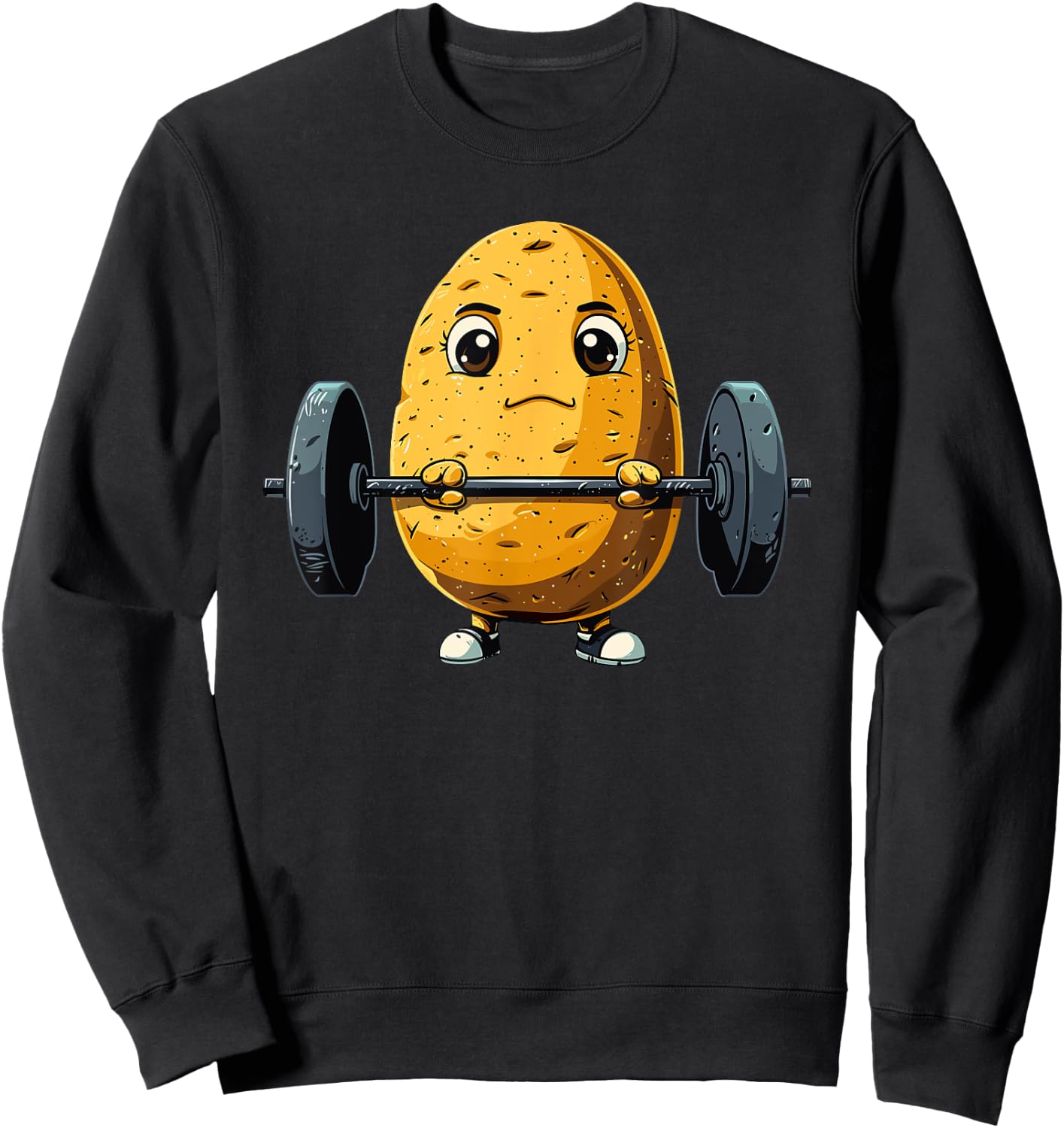 Potato Weightlifting Barbell Workout Potatoes Weightlifter Sweatshirt - Sweatshirt | Black