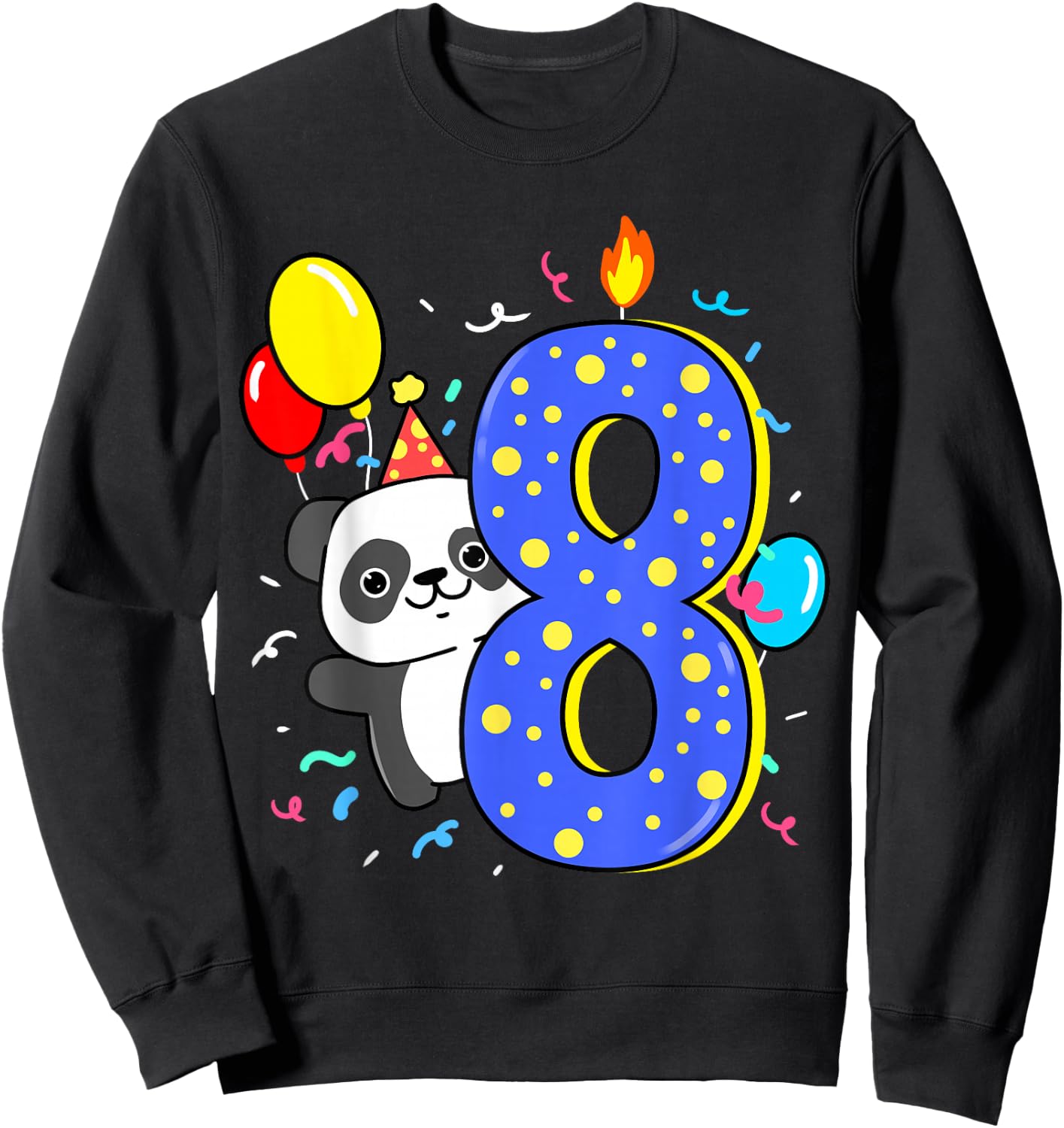 Birthday Panda 8 Years Sweatshirt - Sweatshirt | Black