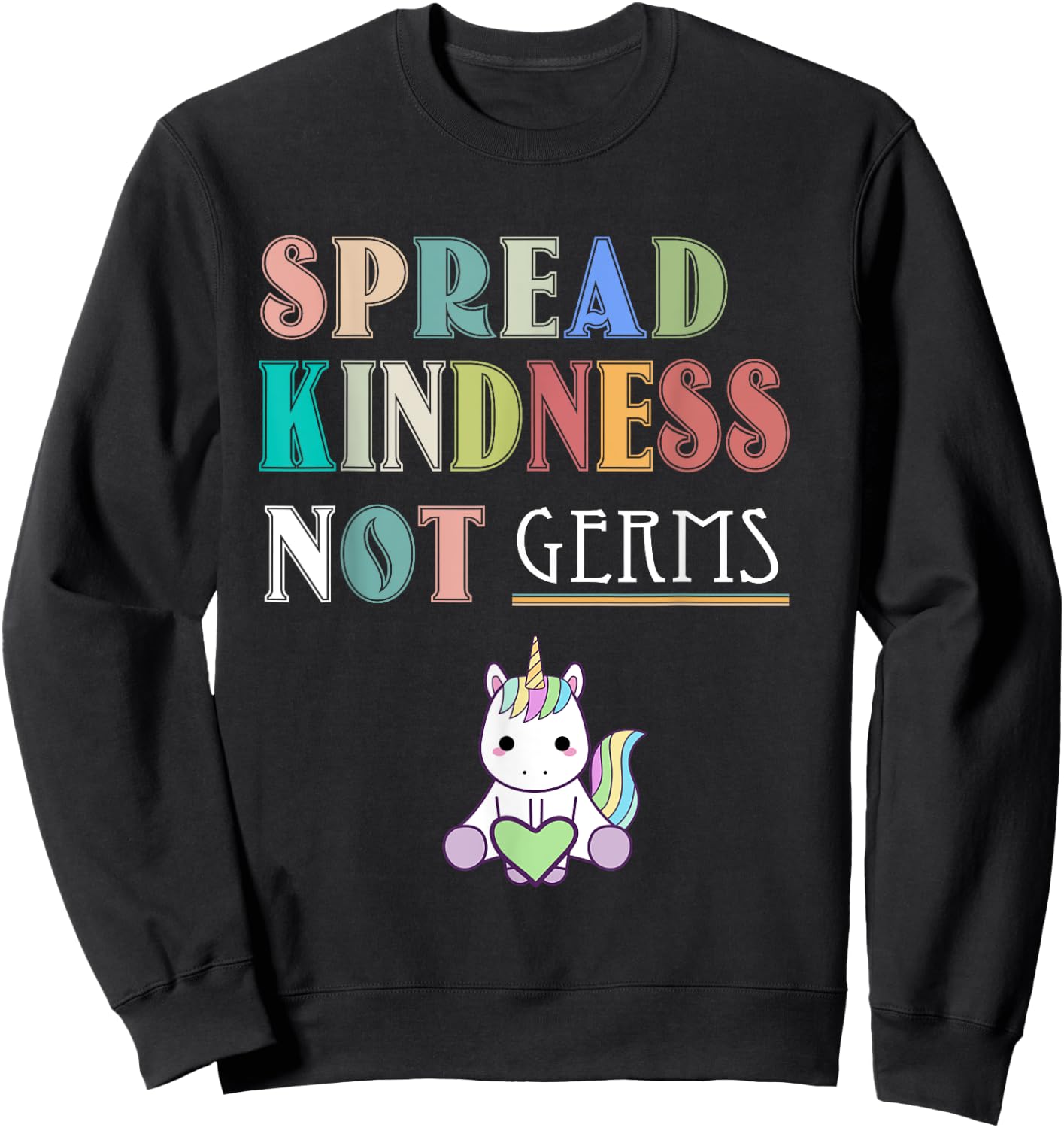 Spread Kindness Not Germs Essential Unicorn Cat Lover Funny Sweatshirt - Sweatshirt | Black