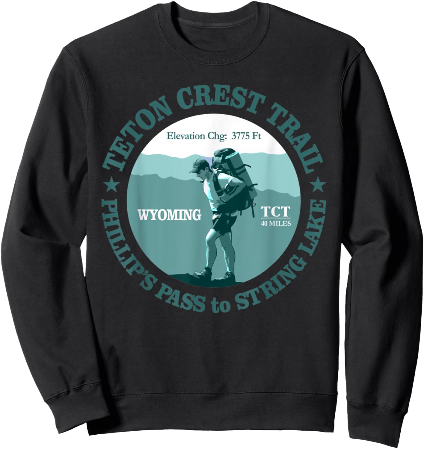 Teton Crest Trail Funny Spring Lake Hiking Mountain Sweatshirt - Sweatshirt | Black
