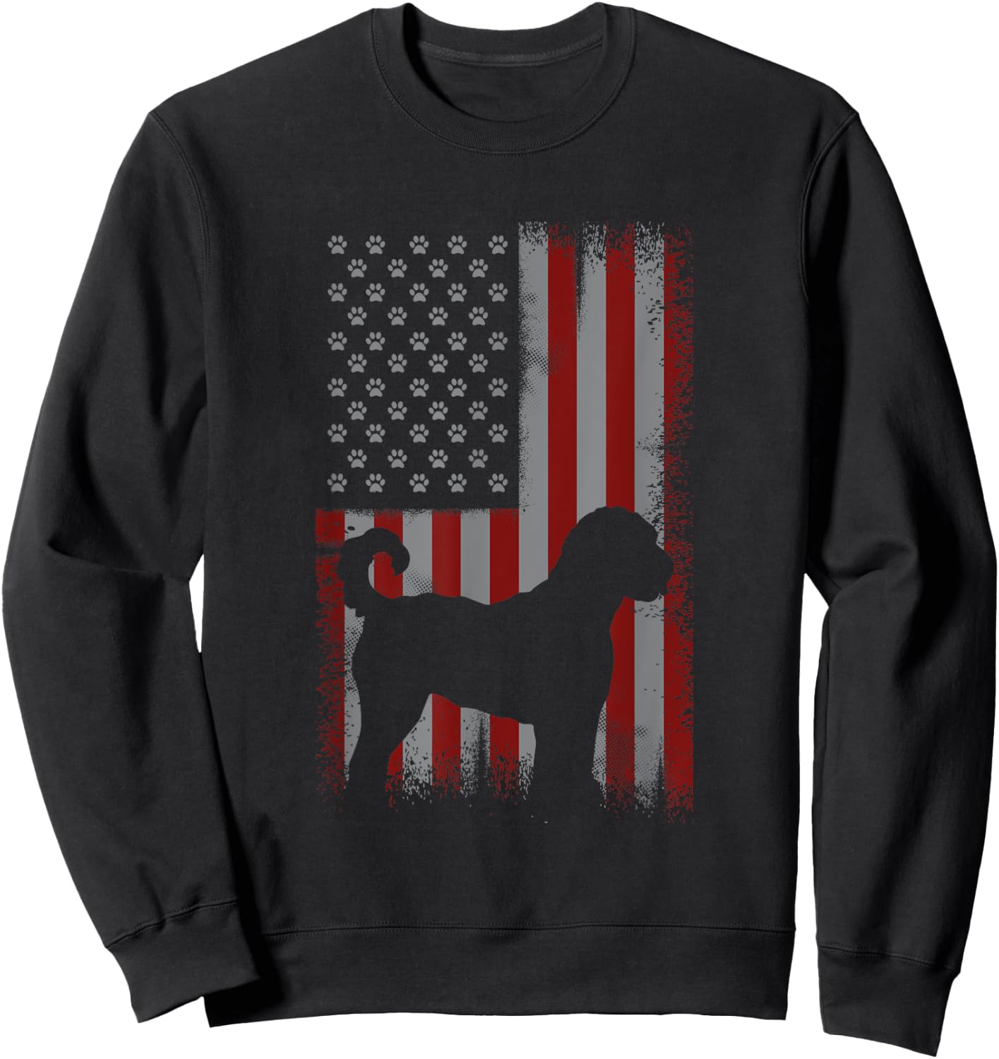 Patriotic American Flag Golden Doodle Lover Gift Men Women Sweatshirt - Sweatshirt | Black