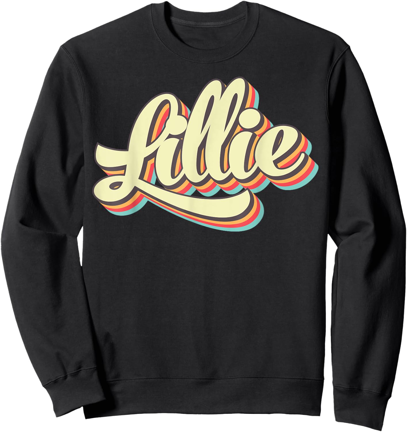 Lillie Retro Art Baseball Font Vintage Sweatshirt - Sweatshirt | Black